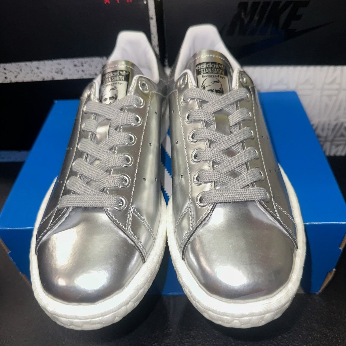 Adidas Size 6.5W - adidas Stan Smith Boost Metallic Silver - BB0108 Size US 6.5 / IT 36.5 - 4 Thumbnail