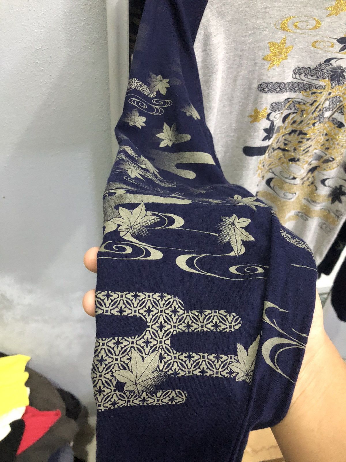 Japanese Brand OBLO Japanese Dragon Long Sleeve Gold Foil Print Size US S / EU 44-46 / 1 - 6 Thumbnail