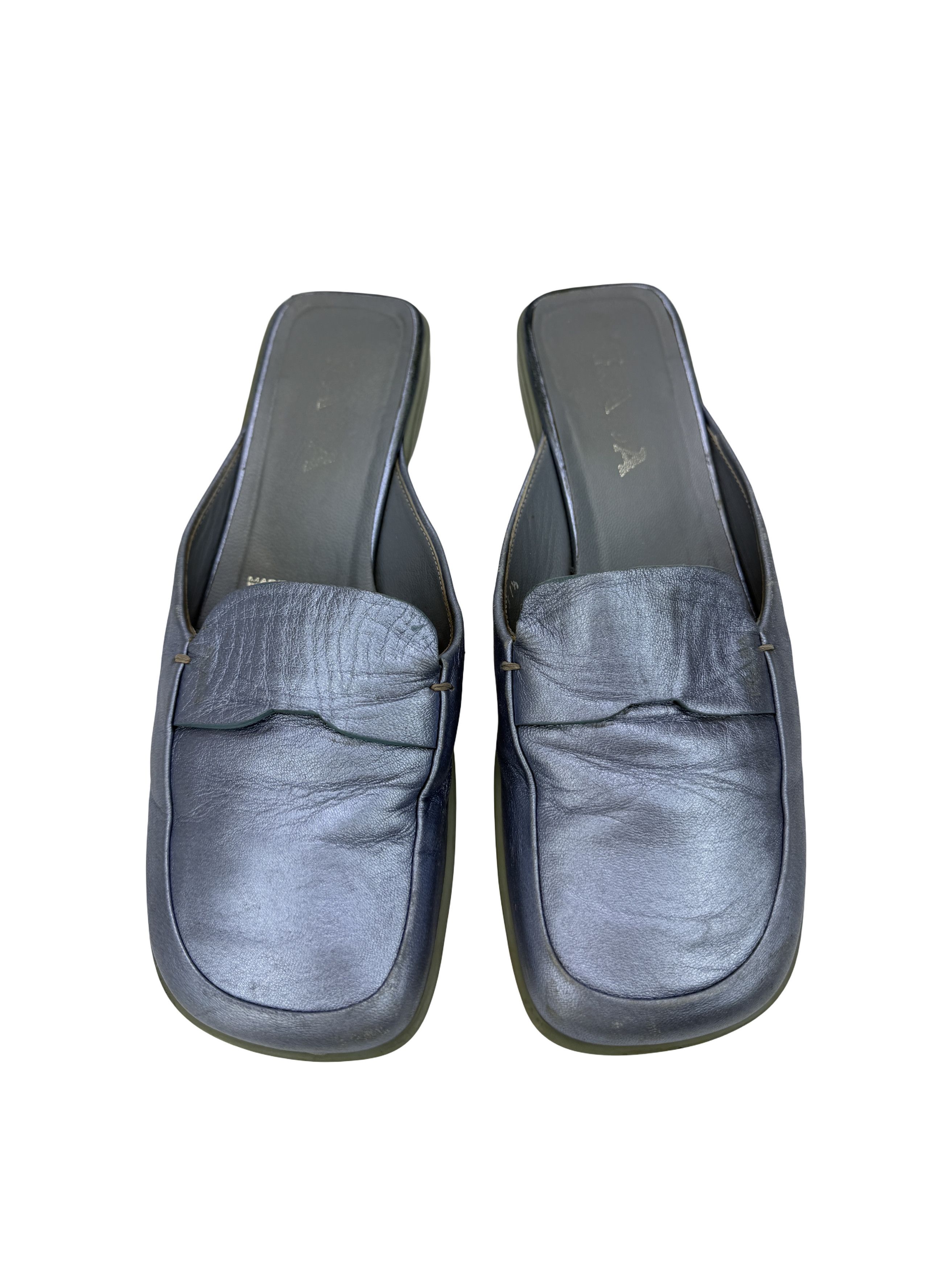 Prada Vintage Prada Blue Leather Mules Sandals Size US 7.5 / IT 37.5 - 1 Thumbnail