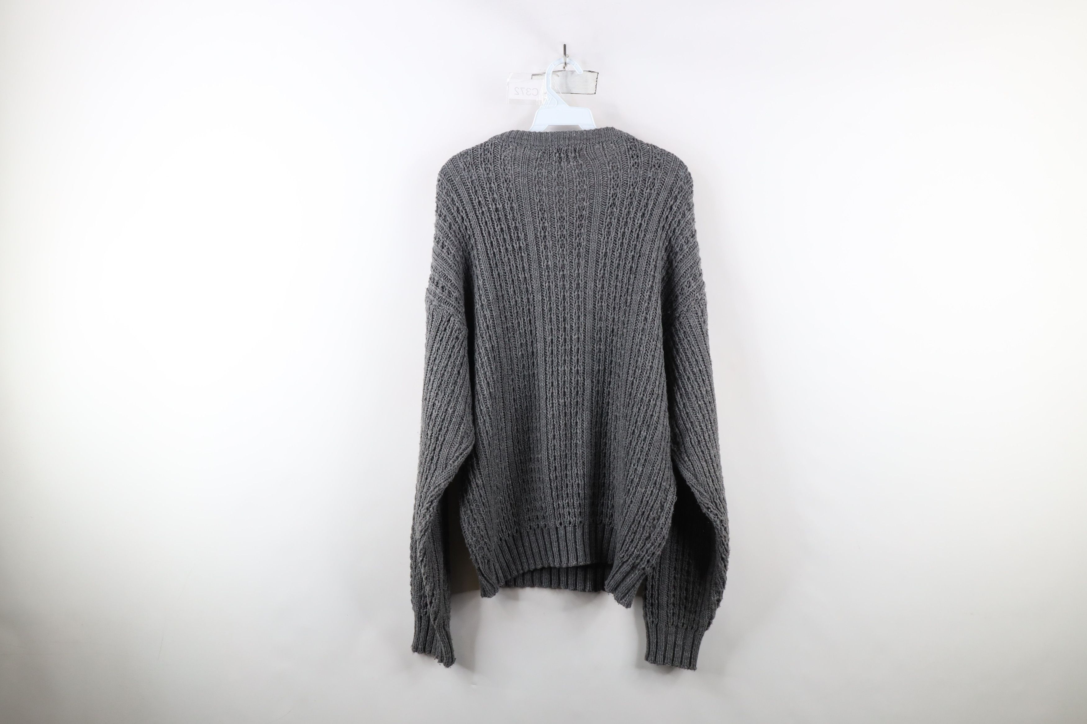 Vintage Vintage 90s Streetwear Chunky Ribbed Crewneck Sweater Gray Size US L / EU 52-54 / 3 - 10 Thumbnail
