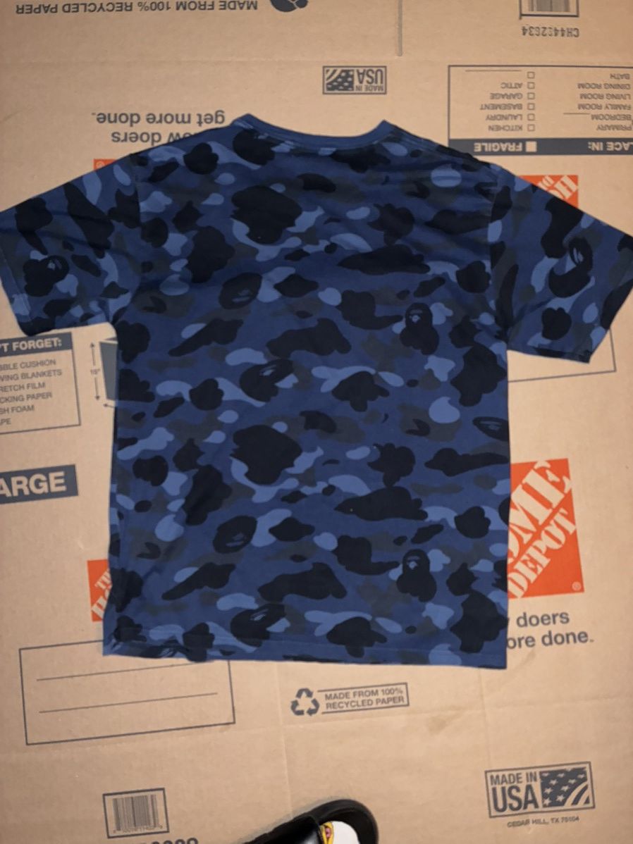 Bape Navy Blue Bape Tee Size US XL / EU 56 / 4 - 3 Thumbnail
