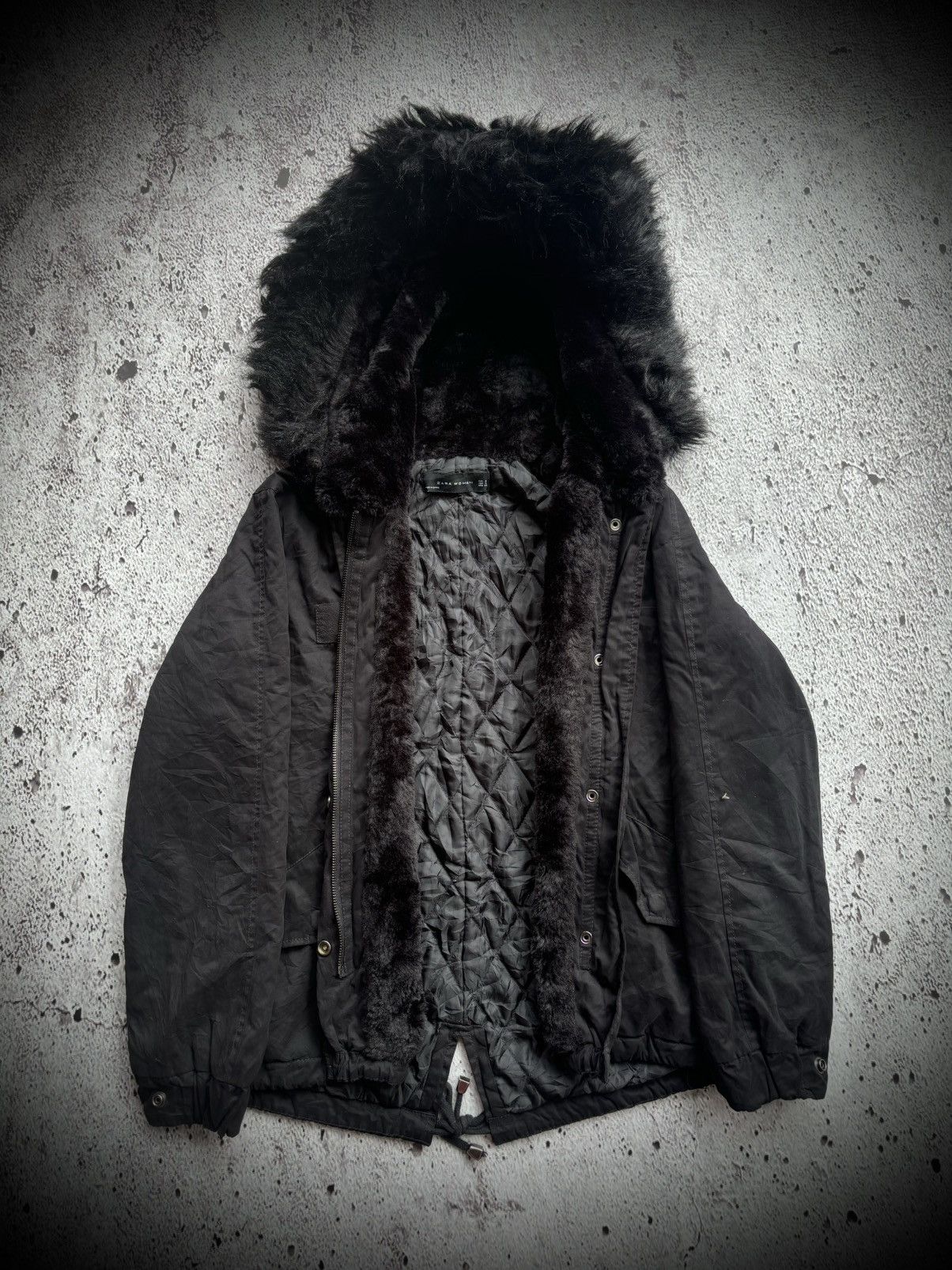 If Six Was Nine Y2k Zara Full black Unisex fur jacket Size S / US 4 / IT 40 - 3 Thumbnail