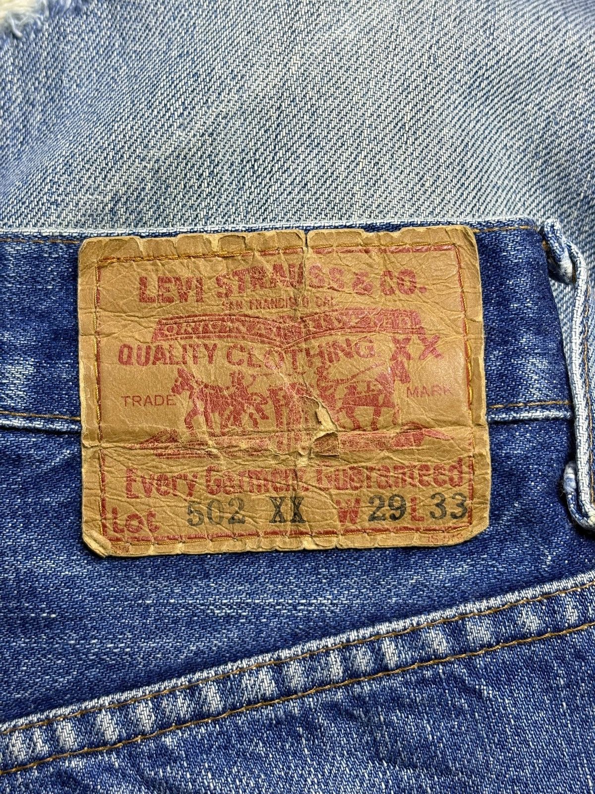 Levi's Vintage 90s Levis 502xx Selvedge Blue Wash Loose Jeans Size US 28 / EU 44 - 10 Thumbnail
