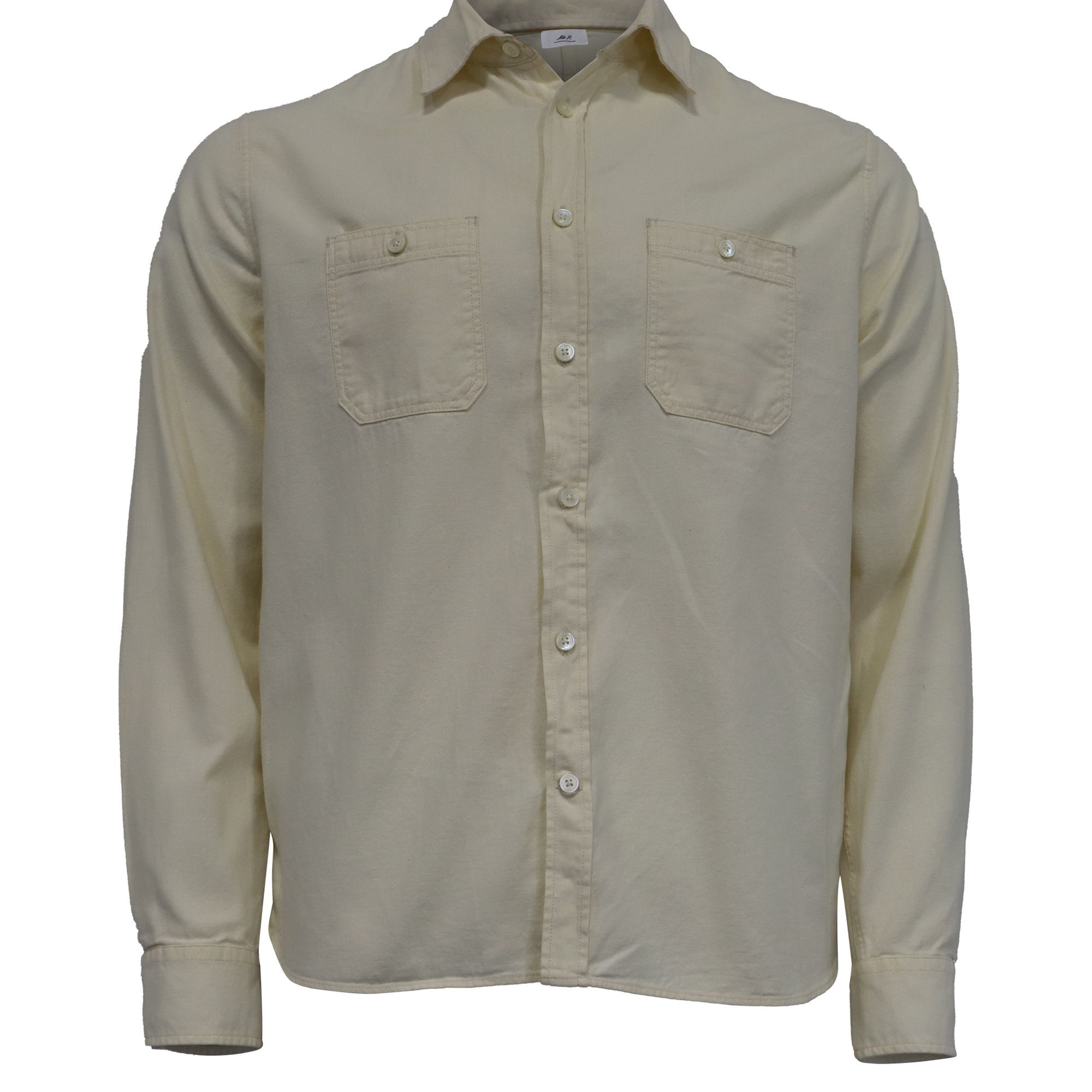 Mr P. Mr. P. Buttoned Long Sleeve Shirt with Pockets in Ivory Cot Size US XL / EU 56 / 4 - 1 Thumbnail