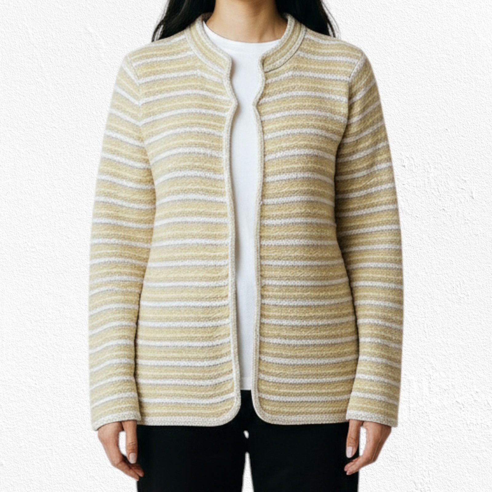 Vintage 70s St. John Yellow White Cardigan Style Blazer Size Small Size S / US 4 / IT 40 - 3 Thumbnail