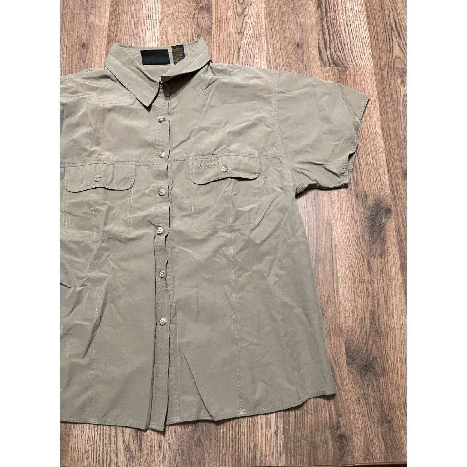 Vintage GONDWANA Shirt Women's Size 16 Green Button Up Short Sleeve Casual Modern 16 Womens Size XXL / US 16-18 / IT 52-54 - 4 Thumbnail