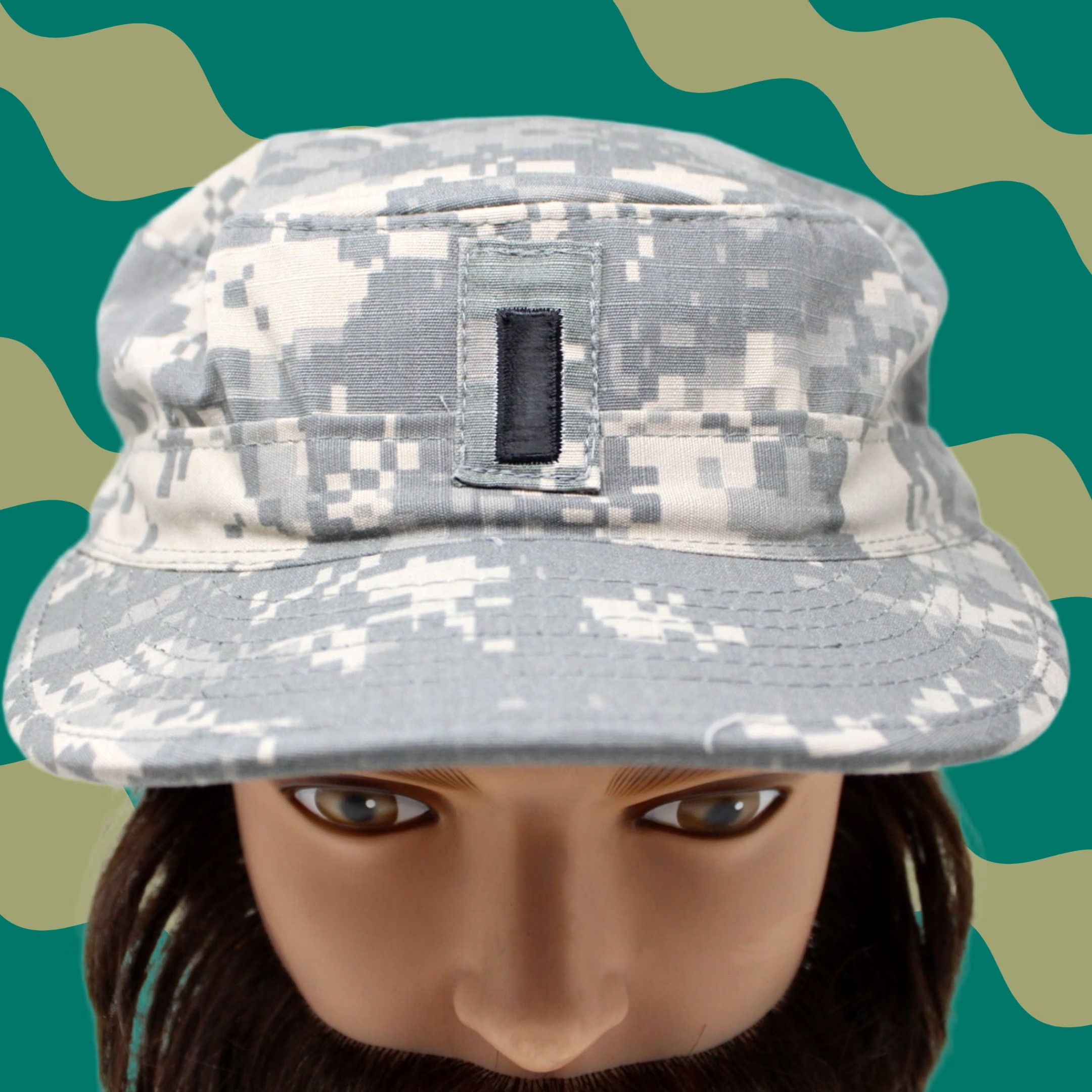 Vintage US Army Patrol Hat Adult 7 3/8 Green Digital Camo Camouflage Bernard Cap Size ONE SIZE - 1 Thumbnail