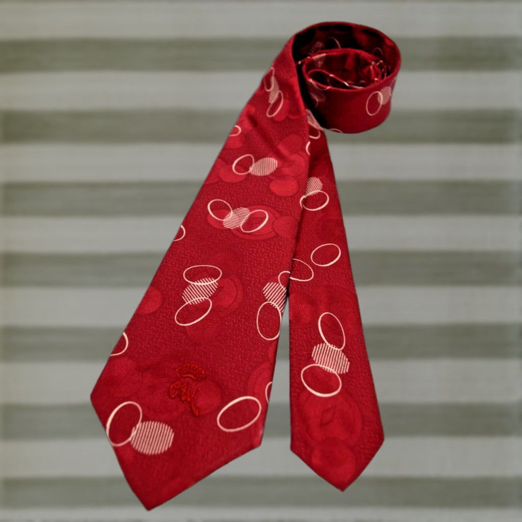VINTAGE Countess Mara Neck Tie Silk Raspberry White 54.5 x 3.5 Adult Unisex Mod GoGo 50s 60s