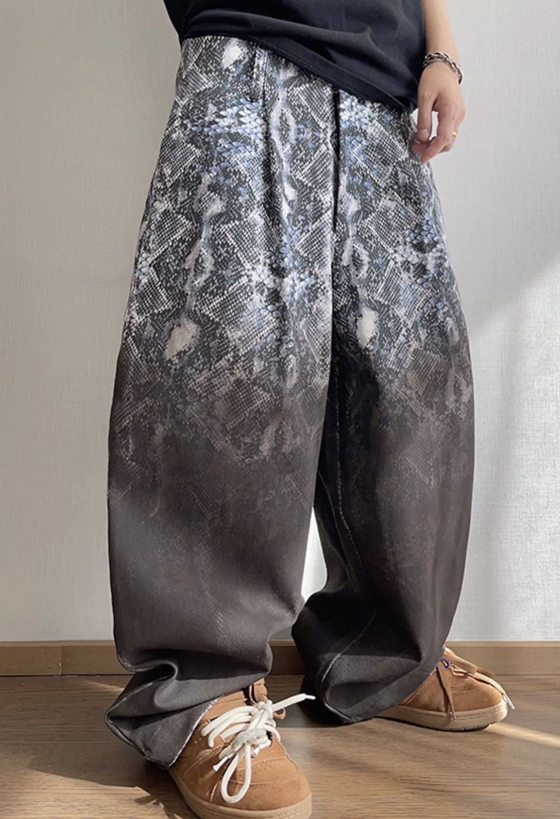 Japanese Brand × Vintage Avant garde punk snake print gradient effect baggy pants Size US 32 / EU 48 - 2 Thumbnail