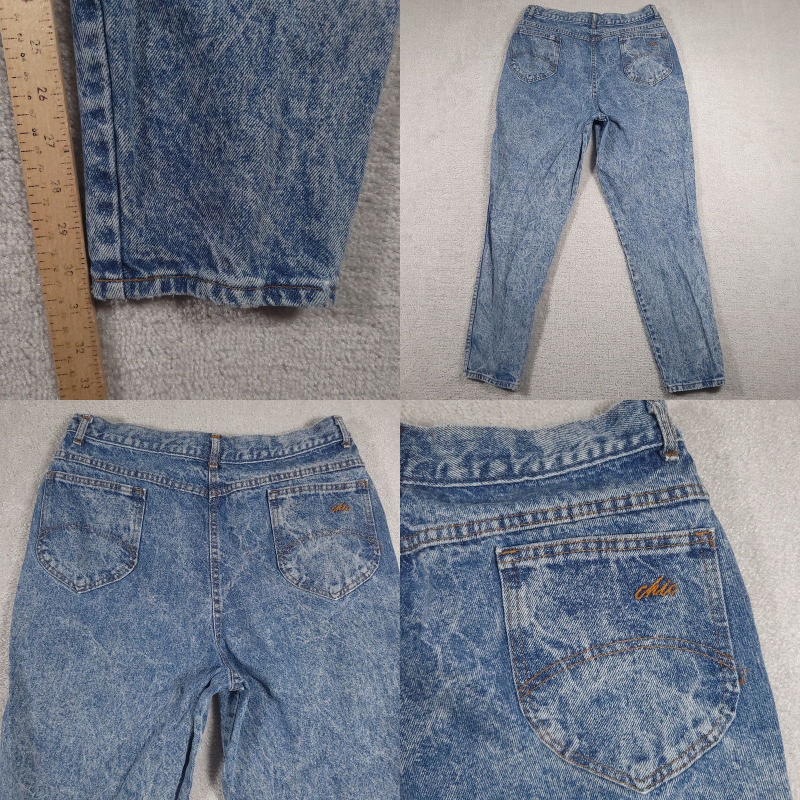 Vintage VINTAGE Chic Jeans Womens 14 Blue High Waisted Acid Wash Tapered Mom Denim 80s 90s USA Size 36" / US 14 / IT 50 - 9 Thumbnail