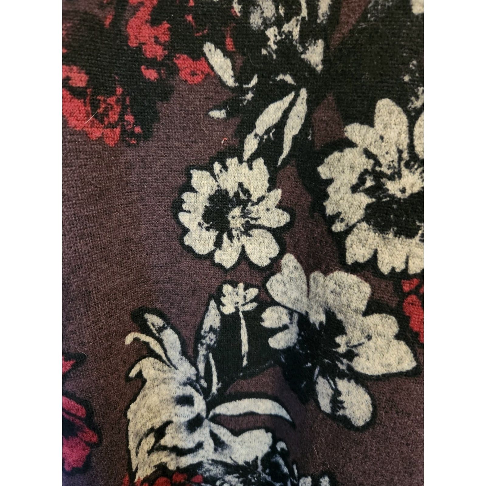Apt. 9 Apt 9 Burgundy Floral Print Roll Tab Sleeve Mini Dress L Dress Women Short Sleeve Round Neck Colorful 90s Style Size L / US 10 / IT 46 - 2 Thumbnail