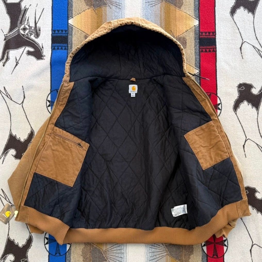 Carhartt VINTAGE Carhartt J130 211 Quilt-Lined Hooded Work Jacket 4XL Mens Brown Cotton Zip 90s Mexico Size US XXL / EU 58 / 5 - 3 Thumbnail