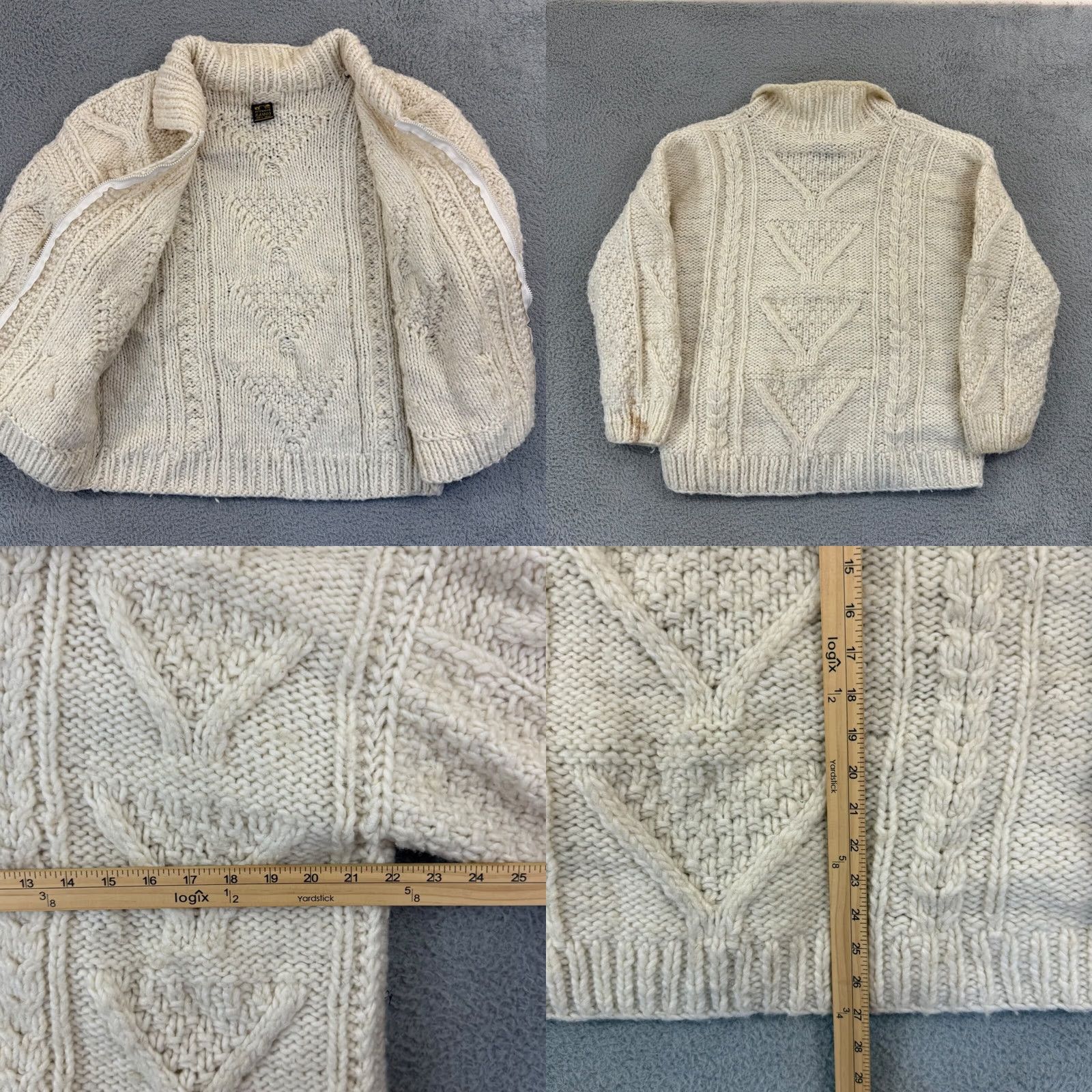 Vintage VINTAGE Artesanias Sweater Unisex Adults Large Beige Wool Cable-Knit Zip 90s Outdoor Size US L / EU 52-54 / 3 - 8 Thumbnail