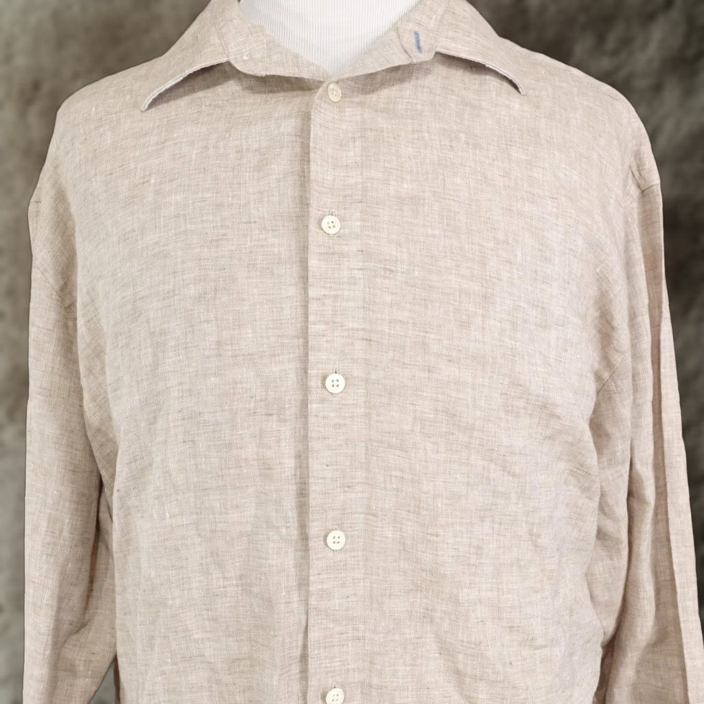 Joseph Abboud Joseph Abboud Shirt Mens 2XL Beige Solid Long Sleeve Linen Button Up Casual Size US XXL / EU 58 / 5 - 1 Thumbnail