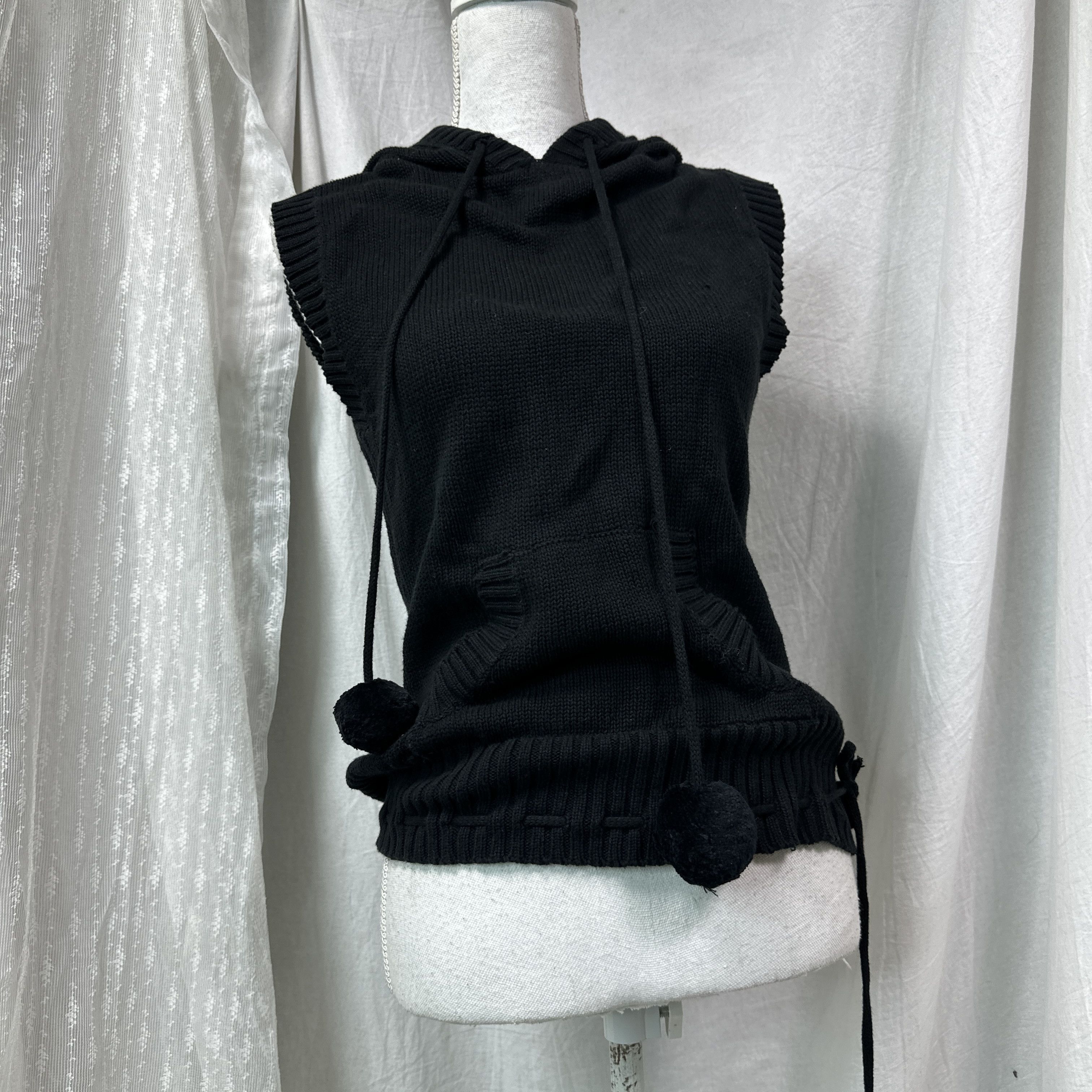 Vintage Vintage Avant Garde Grunge Pom Pom Hooded Sweater Y2K Size S / US 4 / IT 40 - 7 Thumbnail