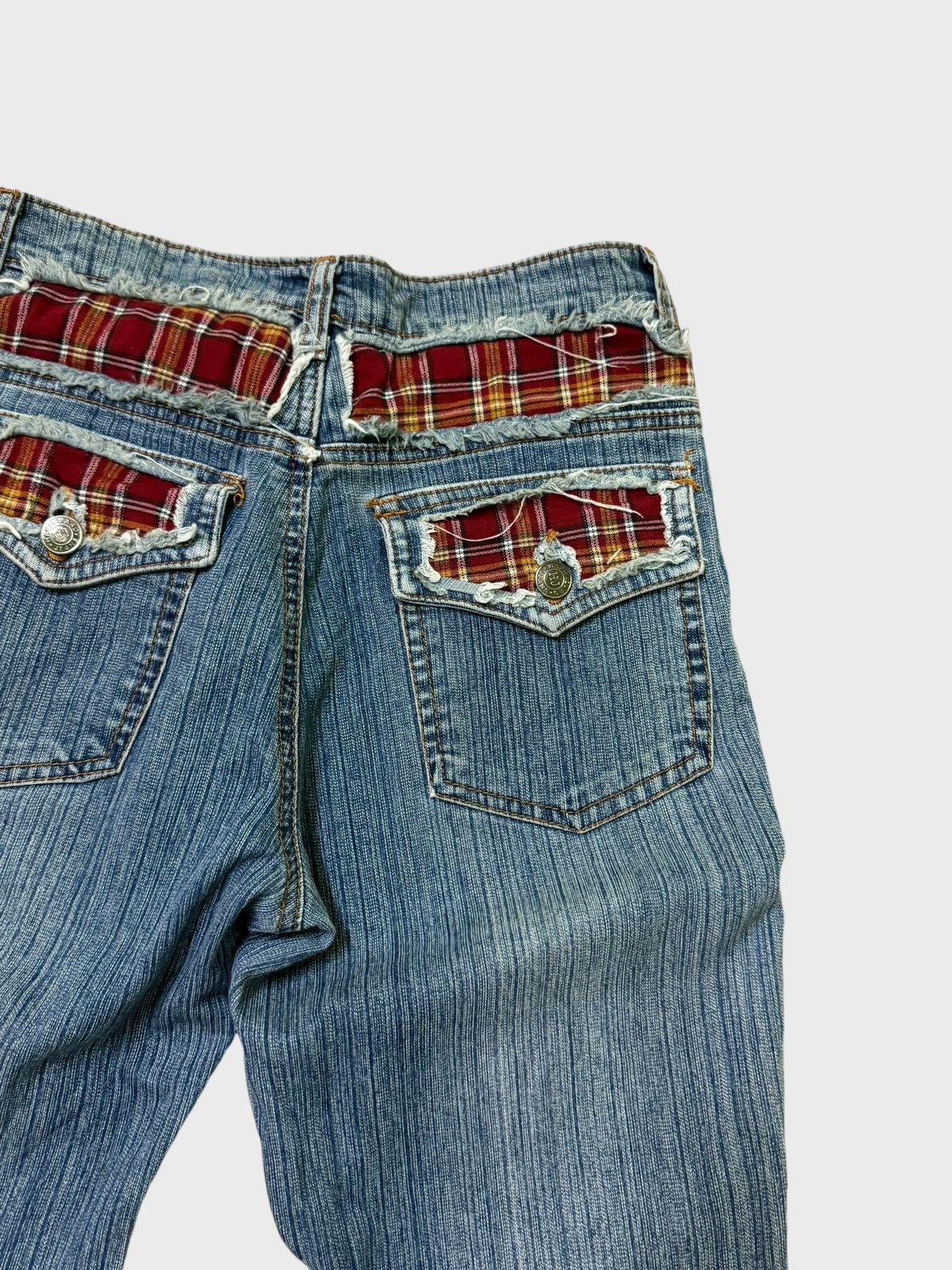 Hysteric Glamour × Japanese Brand Flare HAPHAZARD JEANS Plaid Tartans Junya Watanabe Denim Size US 26 / EU 42 - 10 Thumbnail