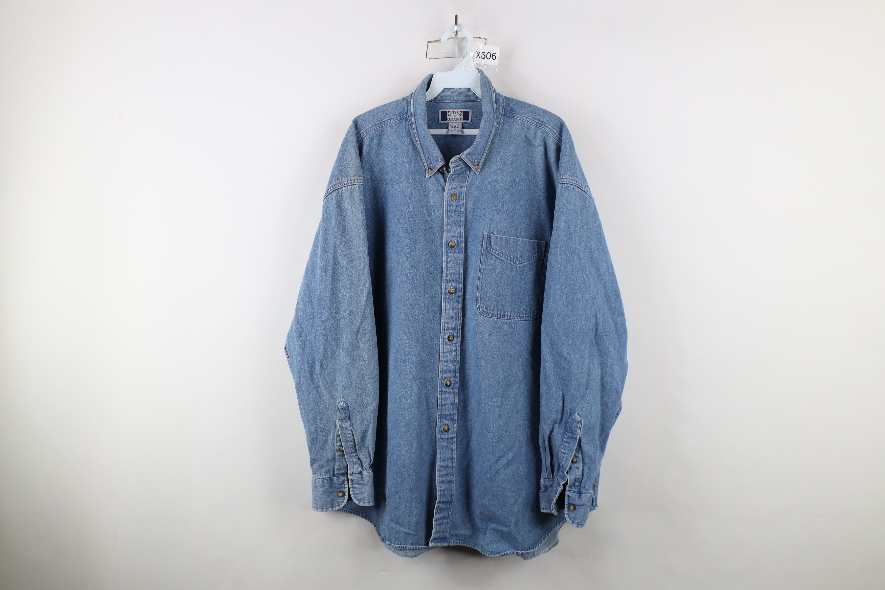 Vintage Vintage 90s Streetwear Denim Jean Button Down Shirt Blue Size US XXL / EU 58 / 5 - 1 Thumbnail