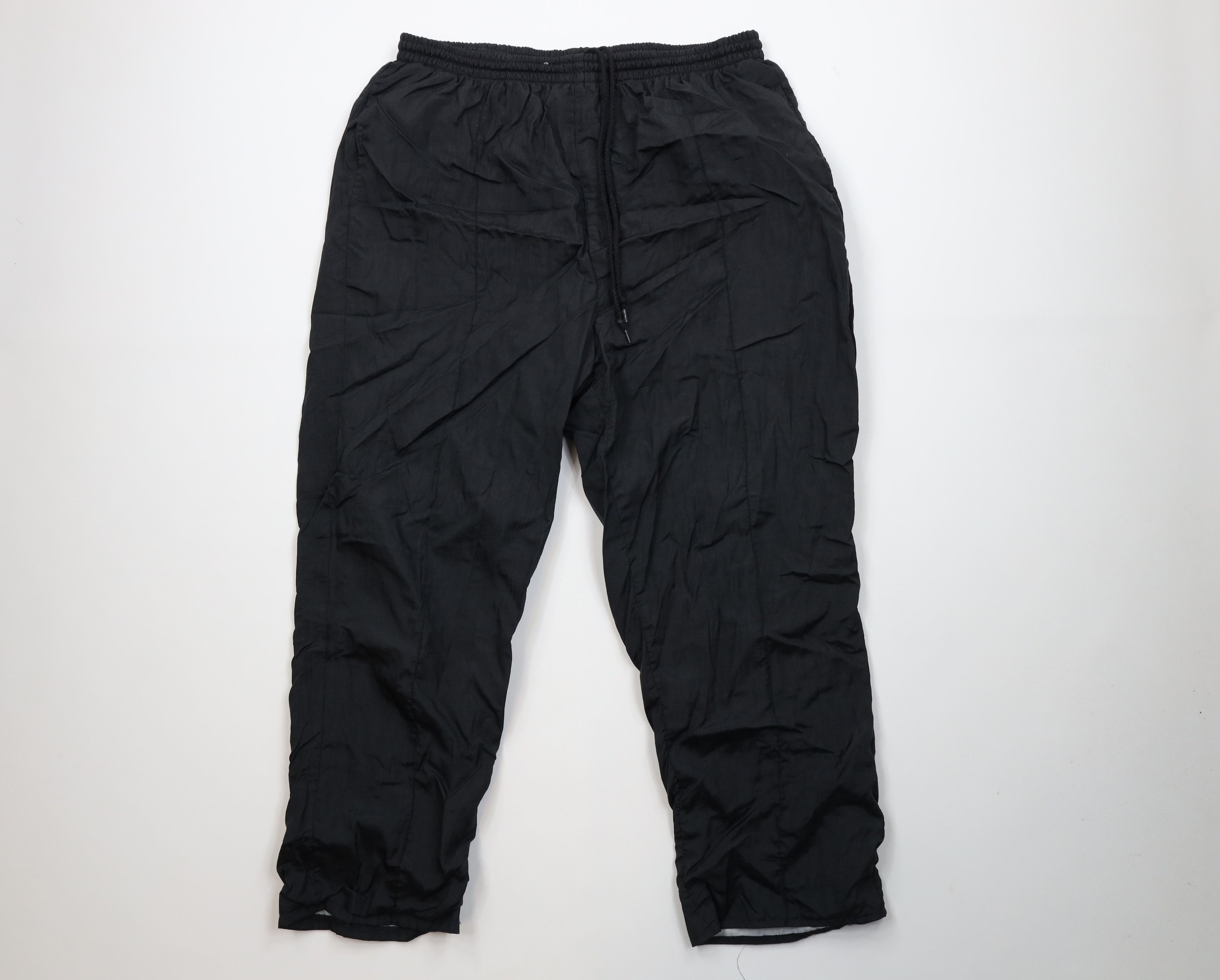 Vintage 90s Streetwear Wide Leg Windbreaker Pants Black