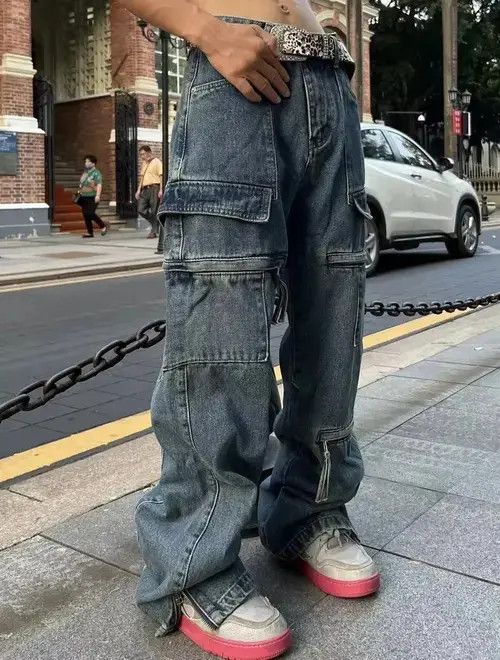 Japanese Brand × Jean Y2k Baggy Cargo Pants Denim Baggy Jeans Trousers Size US 30 / EU 46 - 2 Thumbnail