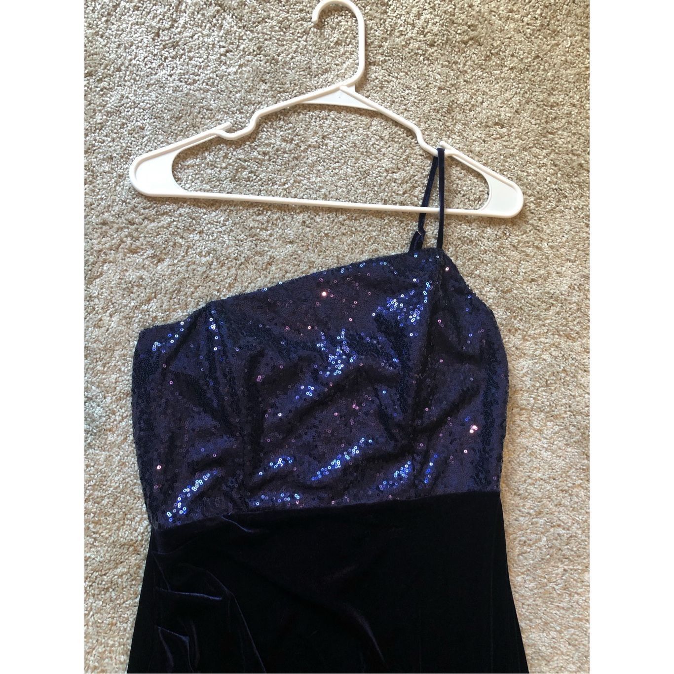 Other Windsor Women’s Navy Blue Sequin and Velvet One Shoulder El Size L / US 10 / IT 46 - 4 Thumbnail
