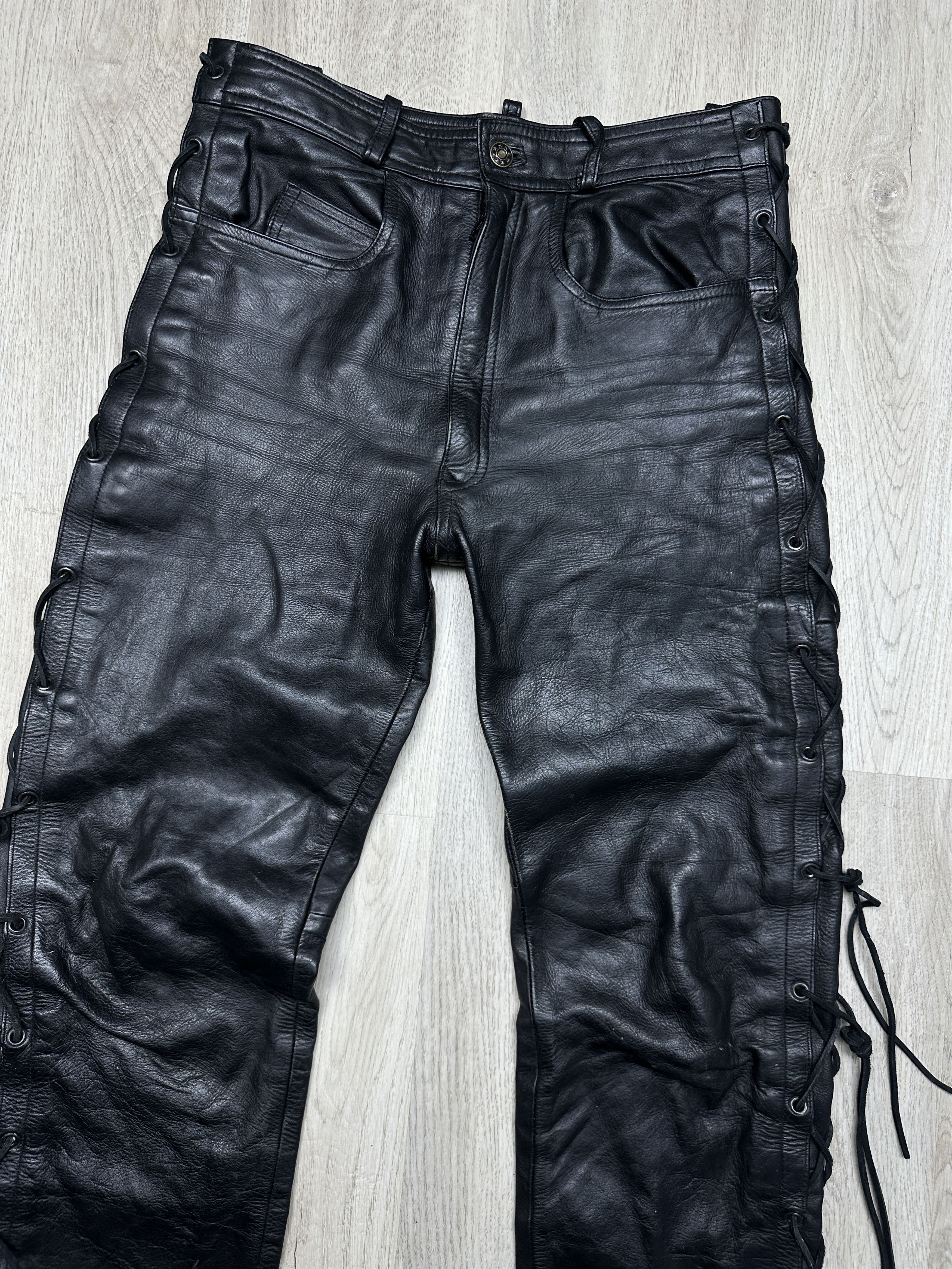 Genuine Leather Vintage Mens Genuine Leather Pants Biker Motorcycle Size US 30 / EU 46 - 2 Thumbnail
