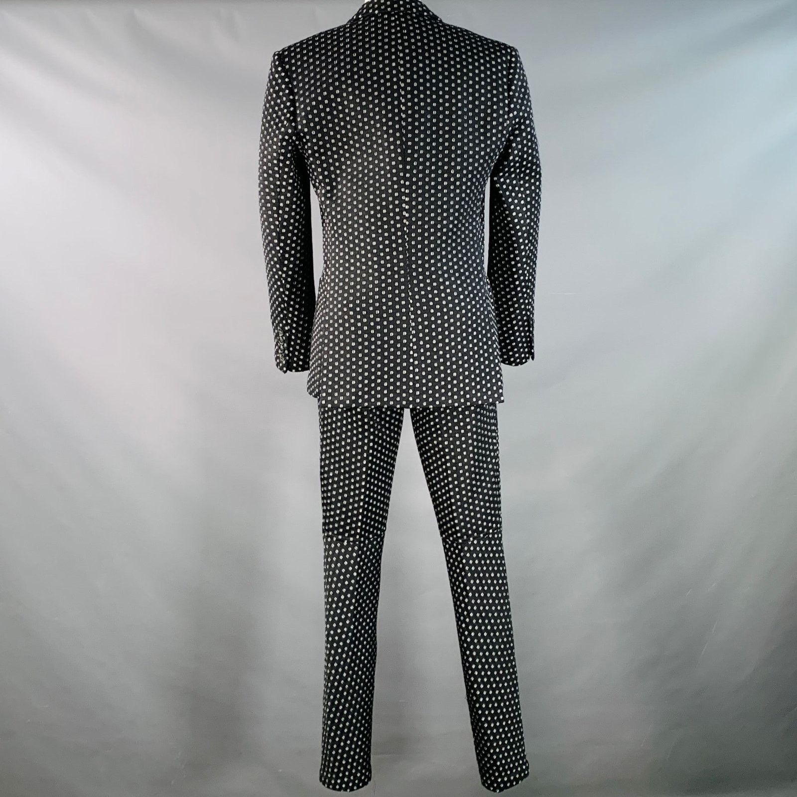 Mr Turk MR TURK Regular Black White Perforated Notch Lapel Suit Size 36R - 4 Thumbnail