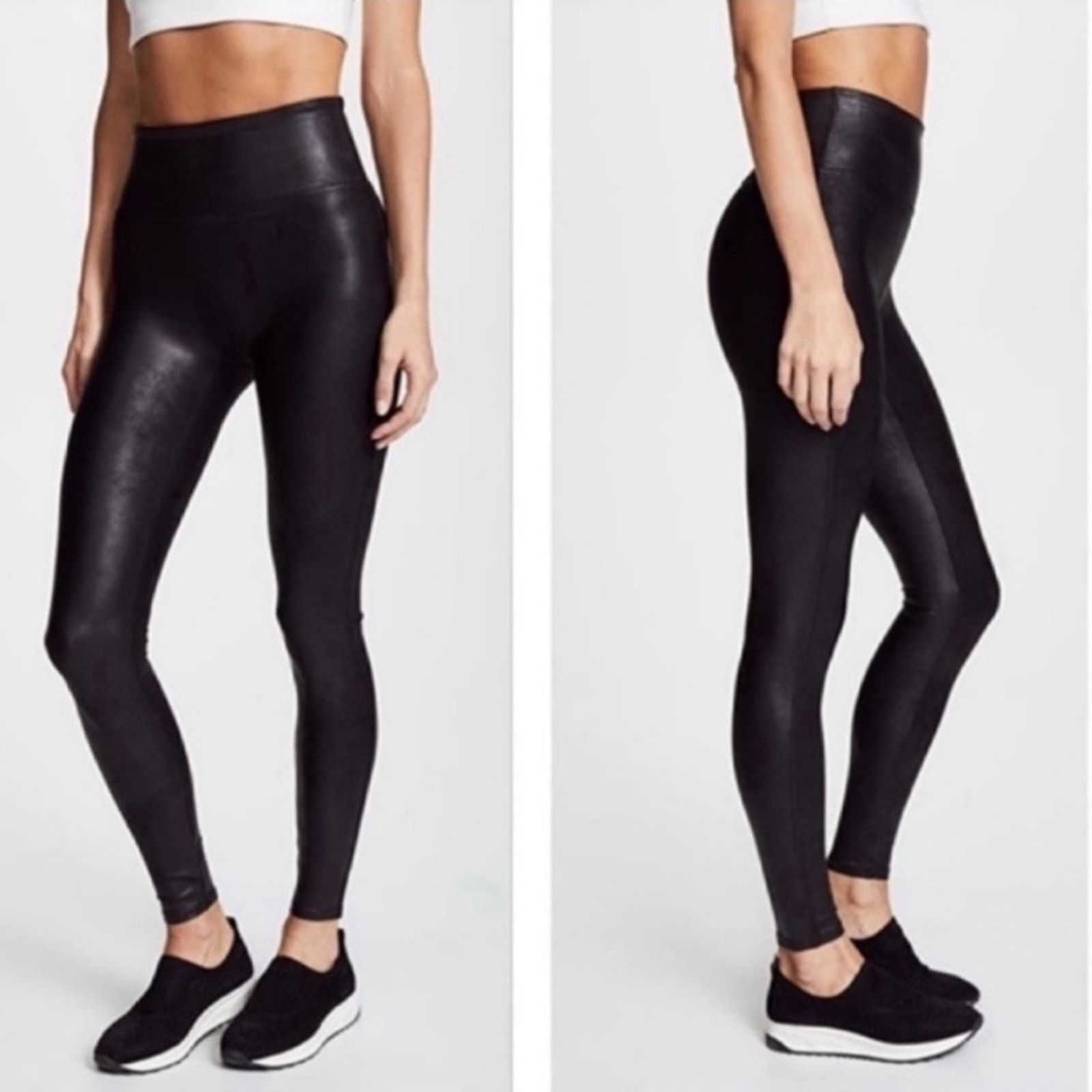 Spanx SPANX Leather Black High Stretch Pants Yoga Leggings Tights Size 28" / US 6 / IT 42 - 10 Thumbnail