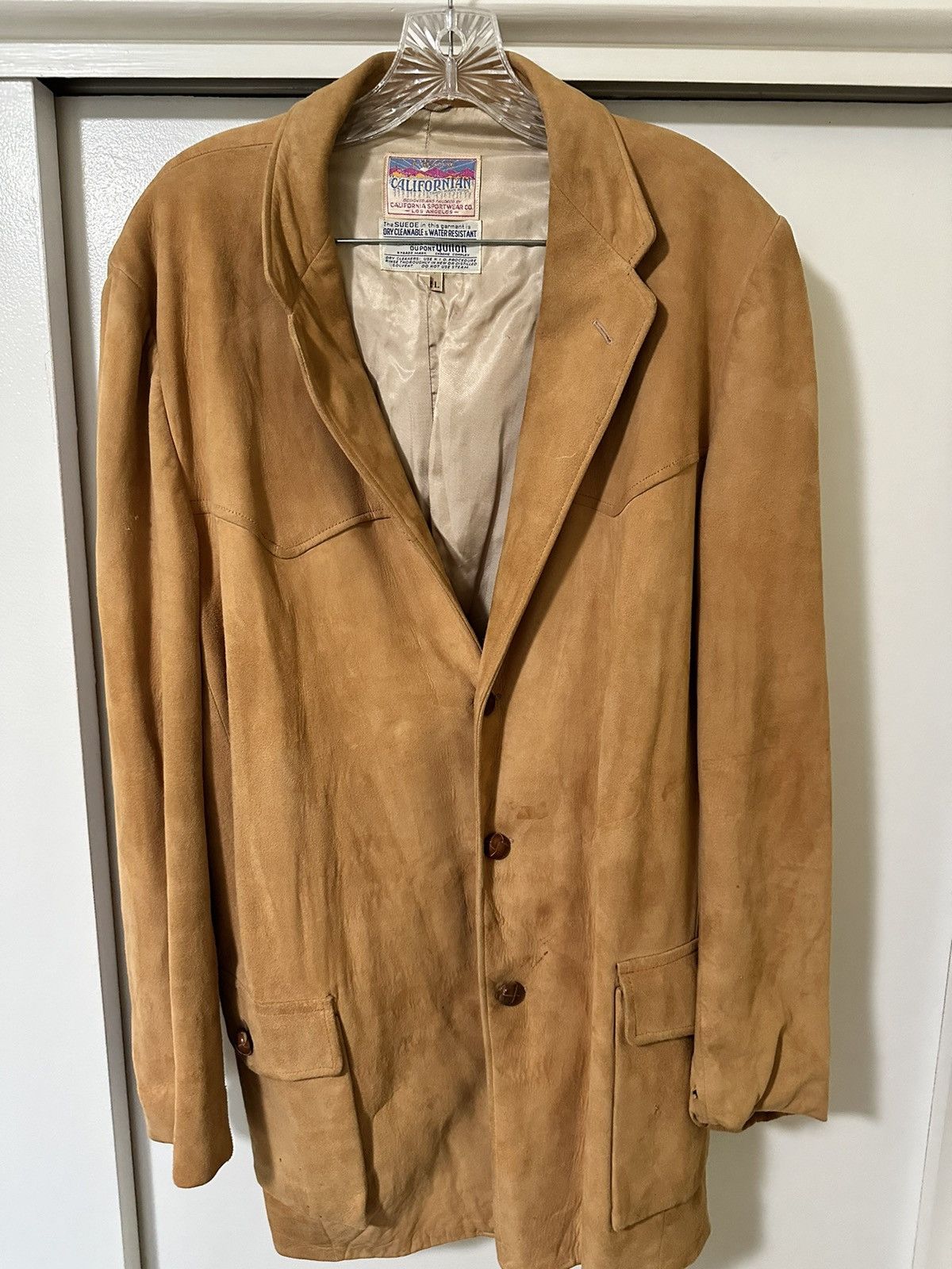 image of Vintage California Sportswear 1950’S Suede Country Jacket 42L in Beige, Men's (Size XL)