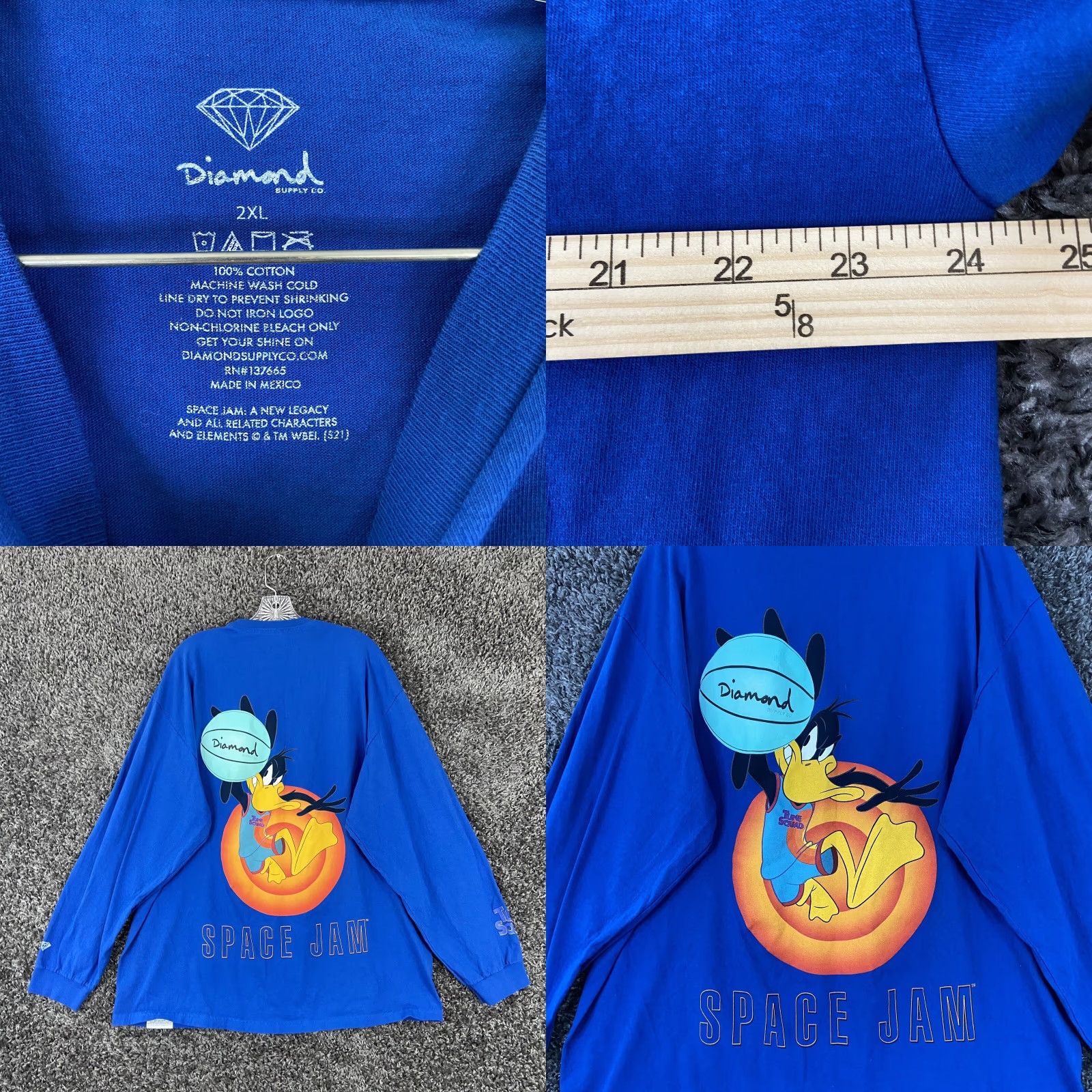 Diamond Supply Co. Diamond Supply Co Tune Squad T-Shirt Mens 2XL Blue Long Sleeve Graphic Tee Size US XXL / EU 58 / 5 - 8 Thumbnail
