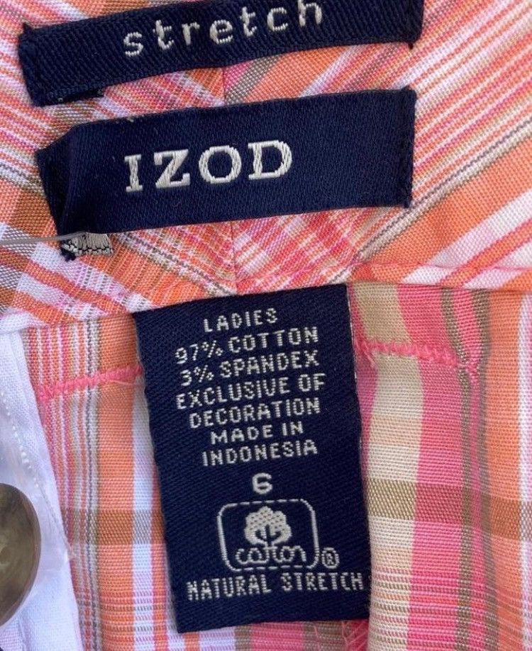 Izod IZOD Pink Coral Plaid Bermuda Shorts Stretch Women’s NWT 6 Size 28" / US 6 / IT 42 - 5 Thumbnail