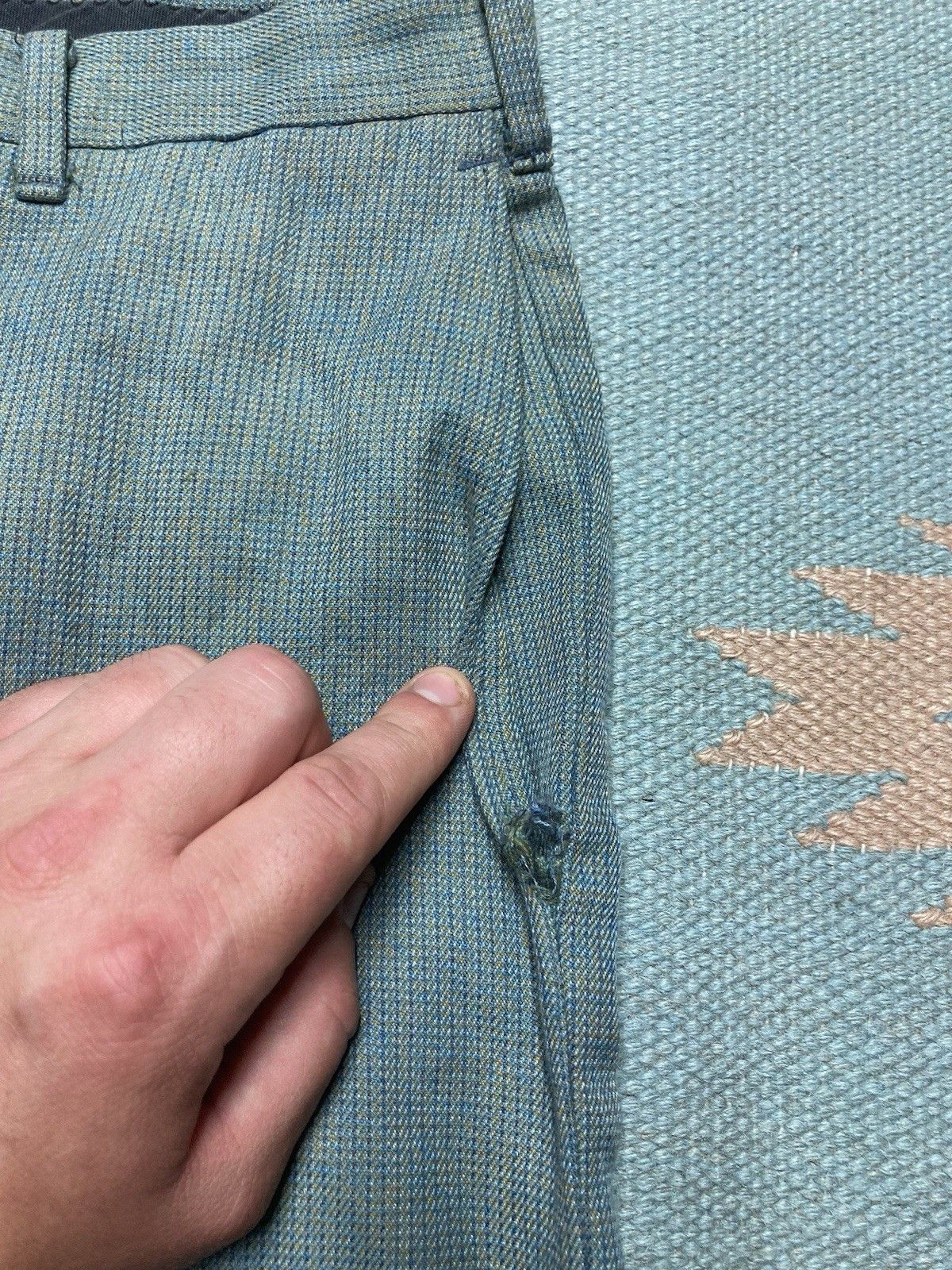 Vintage 1960s checkered striped pants tapered poly cotton 30x29 Size US 30 / EU 46 - 4 Thumbnail