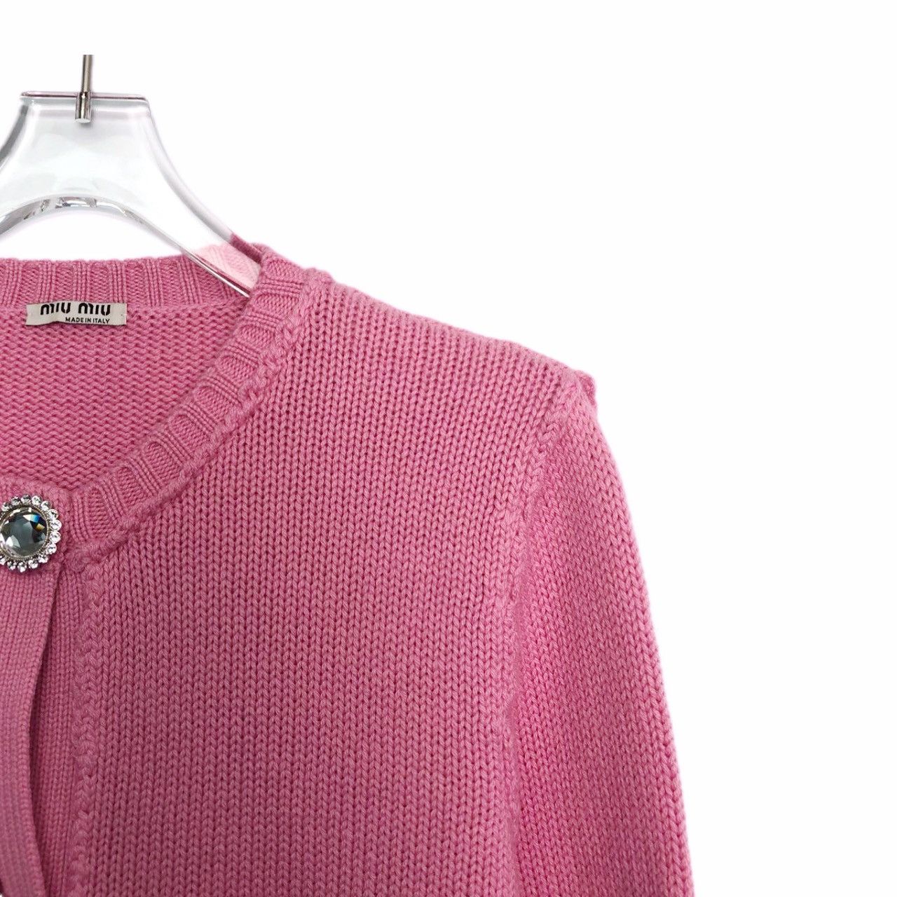 Miu Miu Miu Miu Pink Knit Cardigan with Jewel Buttons K26WX Size S / US 4 / IT 40 - 3 Thumbnail