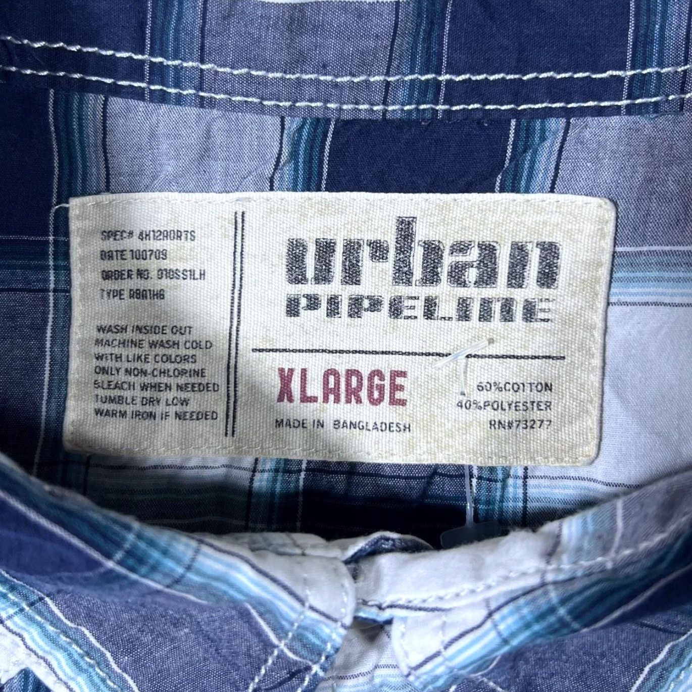Vintage Urban Pipeline Cowboy Western Plaid Check Long Sleeve Popper Shirt XL Men Blue Check Shirt Size US XL / EU 56 / 4 - 4 Thumbnail