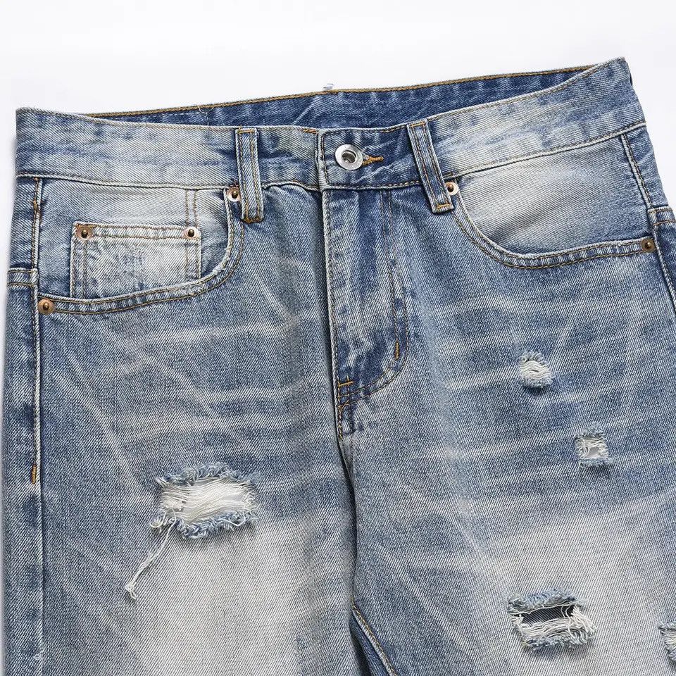 Japanese Brand × Vintage Ripped Jeans for Men Street Slim Blue Size US 33 - 5 Thumbnail