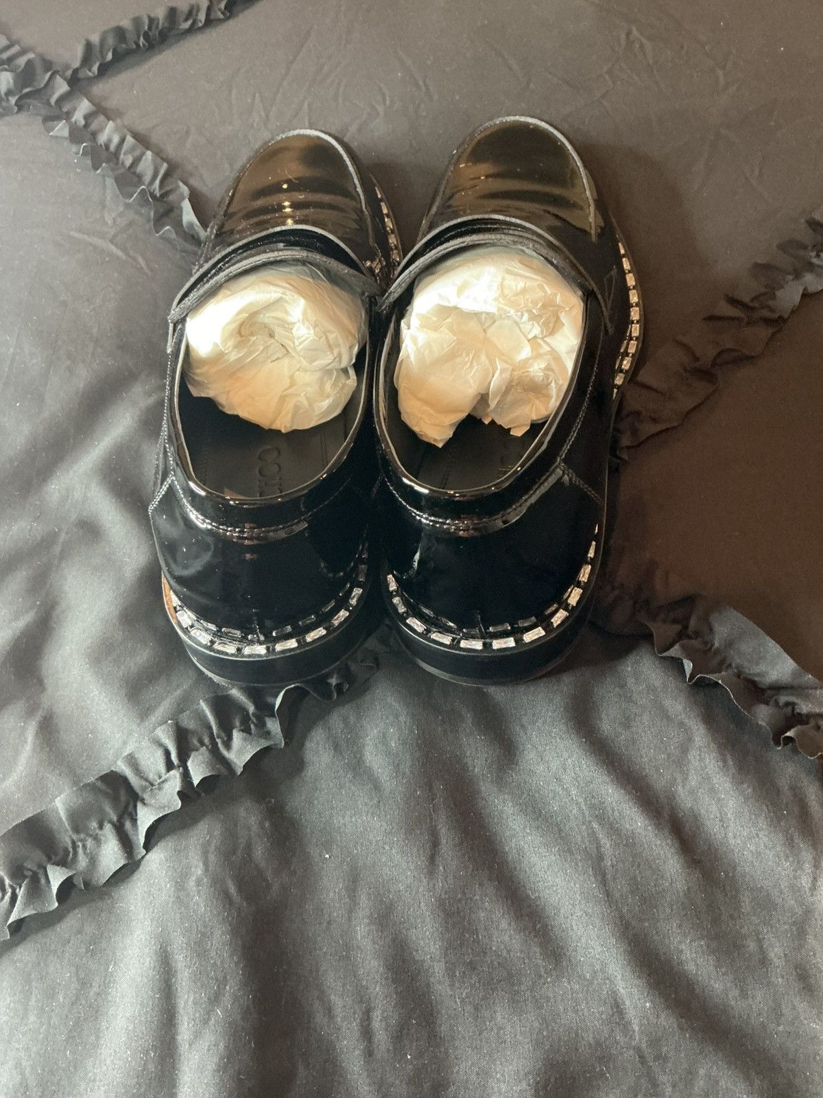 Jimmy Choo Versace Black Patent Espadrille Loafers Size US 11.5 / EU 44-45 - 5 Thumbnail