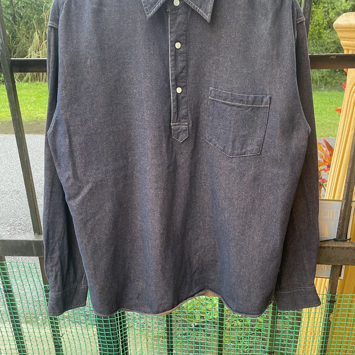 Vintage 🔥Vintage Piko Western Style Half Buttons Denim Polos Shirts Size US L / EU 52-54 / 3 - 4 Thumbnail