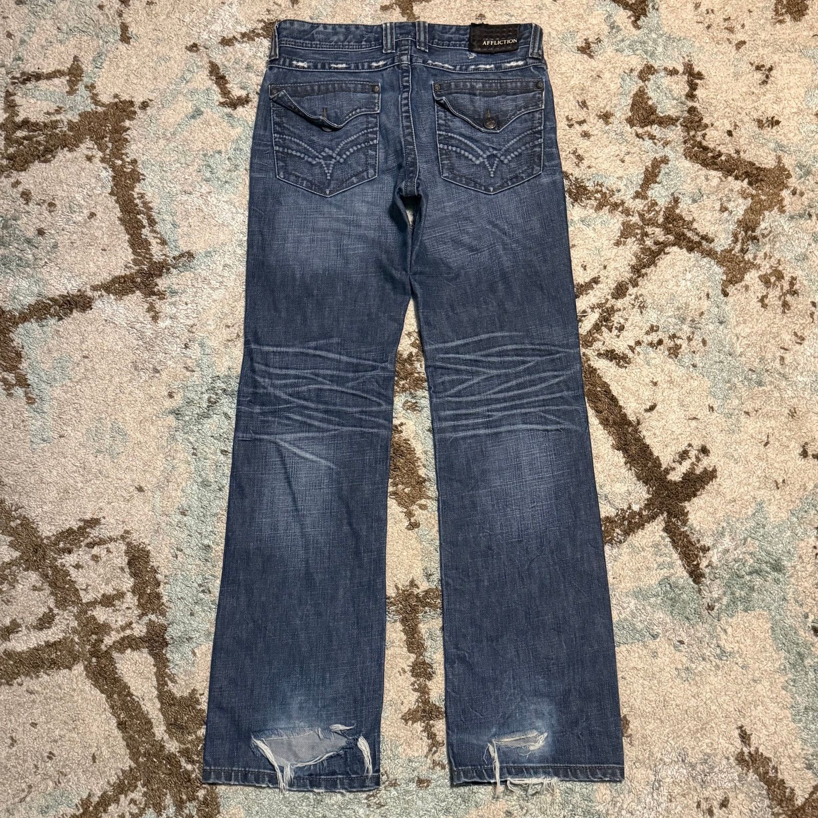 Affliction Affliction Cooper Relaxed Bootcut Jeans 32x34 Distressed Size US 32 / EU 48 - 1 Thumbnail