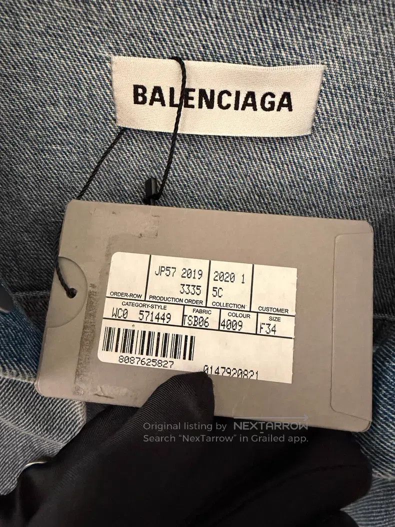 Balenciaga Balenciaga Crystal Logo Denim Jacket Size XXS / US 00 / IT 34 - 3 Thumbnail