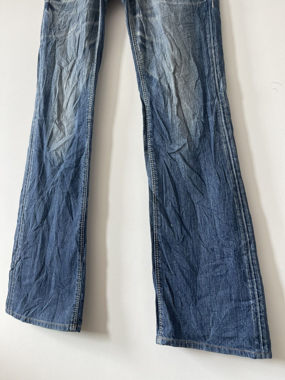 Edwin Rare Vintage EDWIN Blue Trip Boot Cut Flare Japan Denim Size 28" / US 6 / IT 42 - 11 Thumbnail
