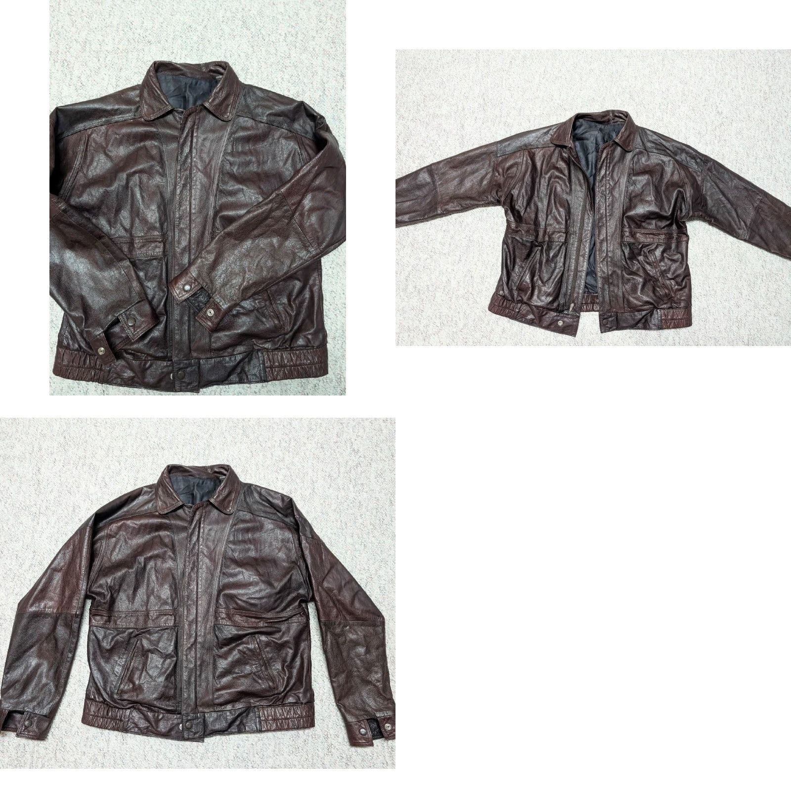Vintage VINTAGE BOMBER JACKET Mens L 44 Brown Leather Cowhide Zip Flight Model Patina 1990s 1980s Ford Cobra Shelby Car Club Size US L / EU 52-54 / 3 - 8 Thumbnail