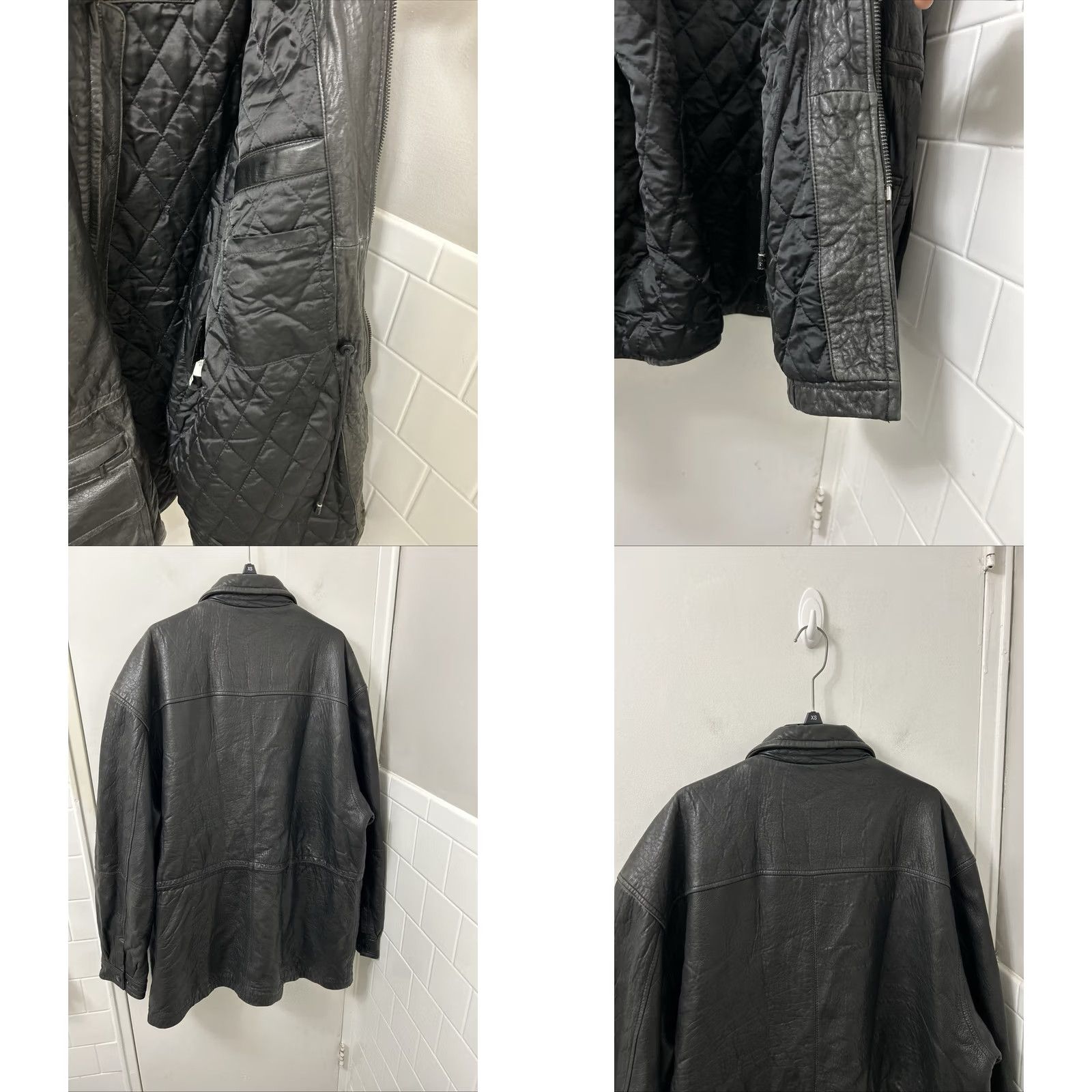 Kenneth Cole KENNETH COLE REACTION Leather Jacket Mens XL Black Full Zip Quilted Size US XL / EU 56 / 4 - 8 Thumbnail