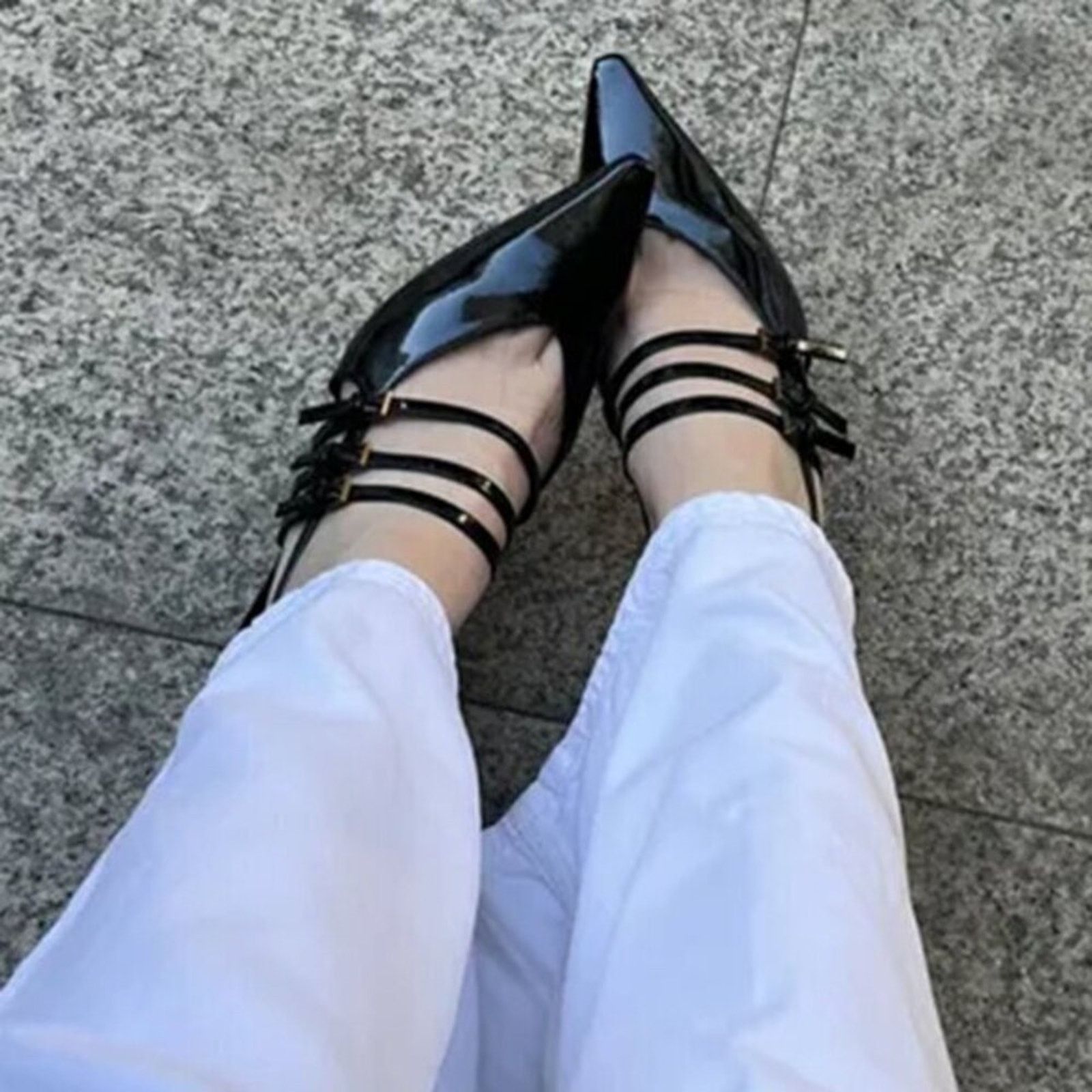 Zara ZARA Pointed Toe Buckled Heels Size US 7.5 / IT 37.5 - 3 Thumbnail