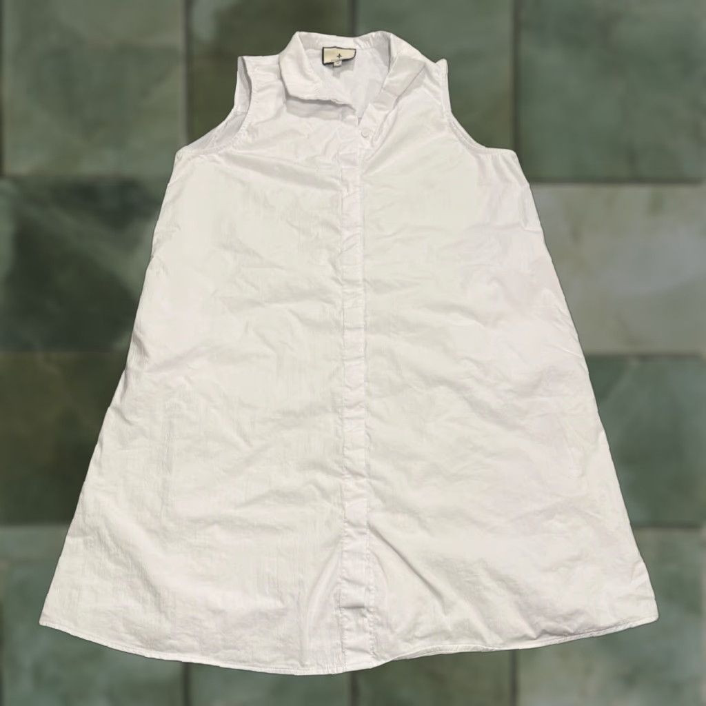 Vintage Tuckernuck Dress Womens Cotton Sleeveless Poplin Stand Collar Mini White Sz M Size M / US 6-8 / IT 42-44 - 1 Thumbnail