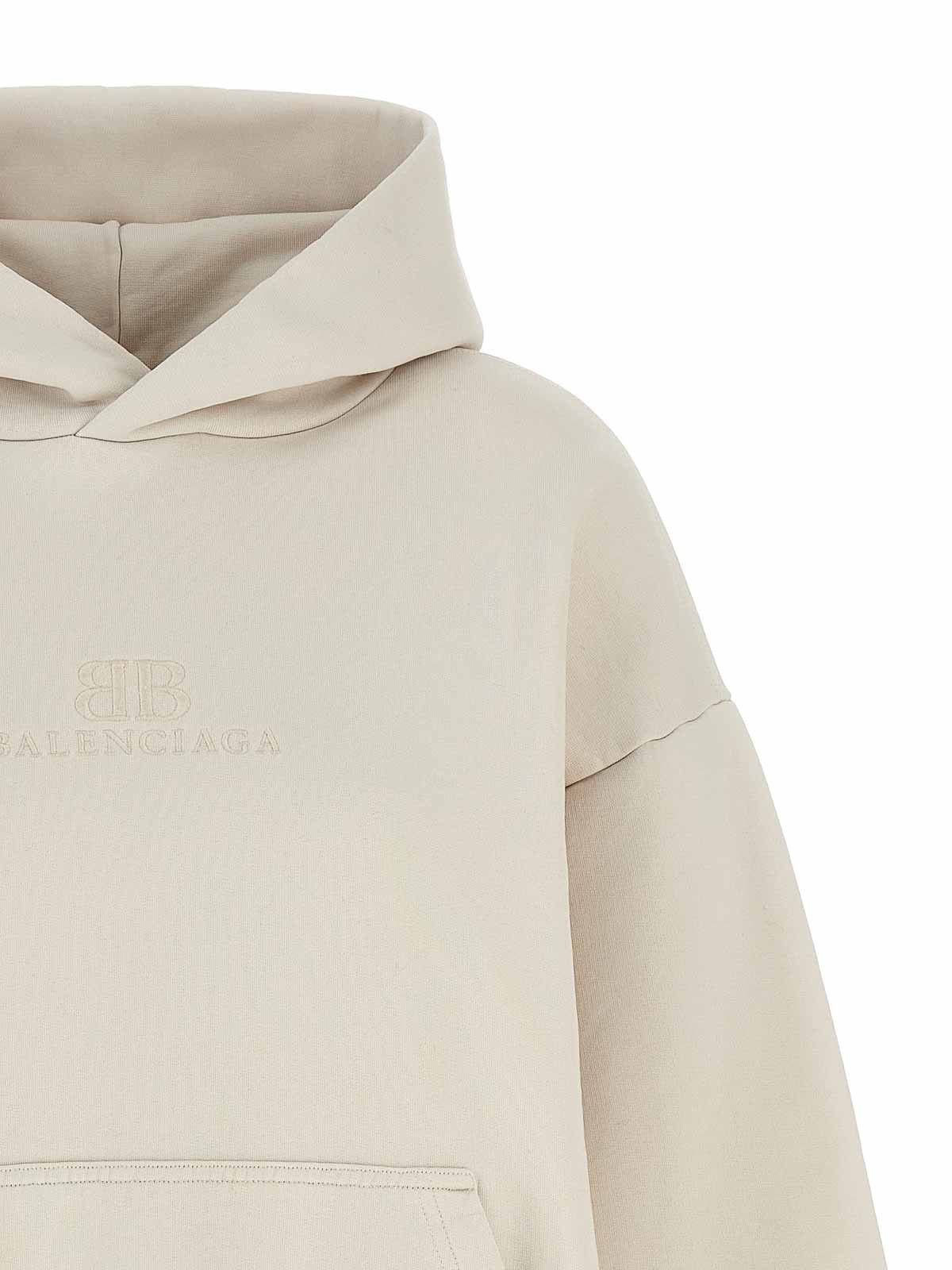 Balenciaga o1srvl11e0526 Medium Fit Hoodie in Ecru Size S / US 4 / IT 40 - 3 Thumbnail