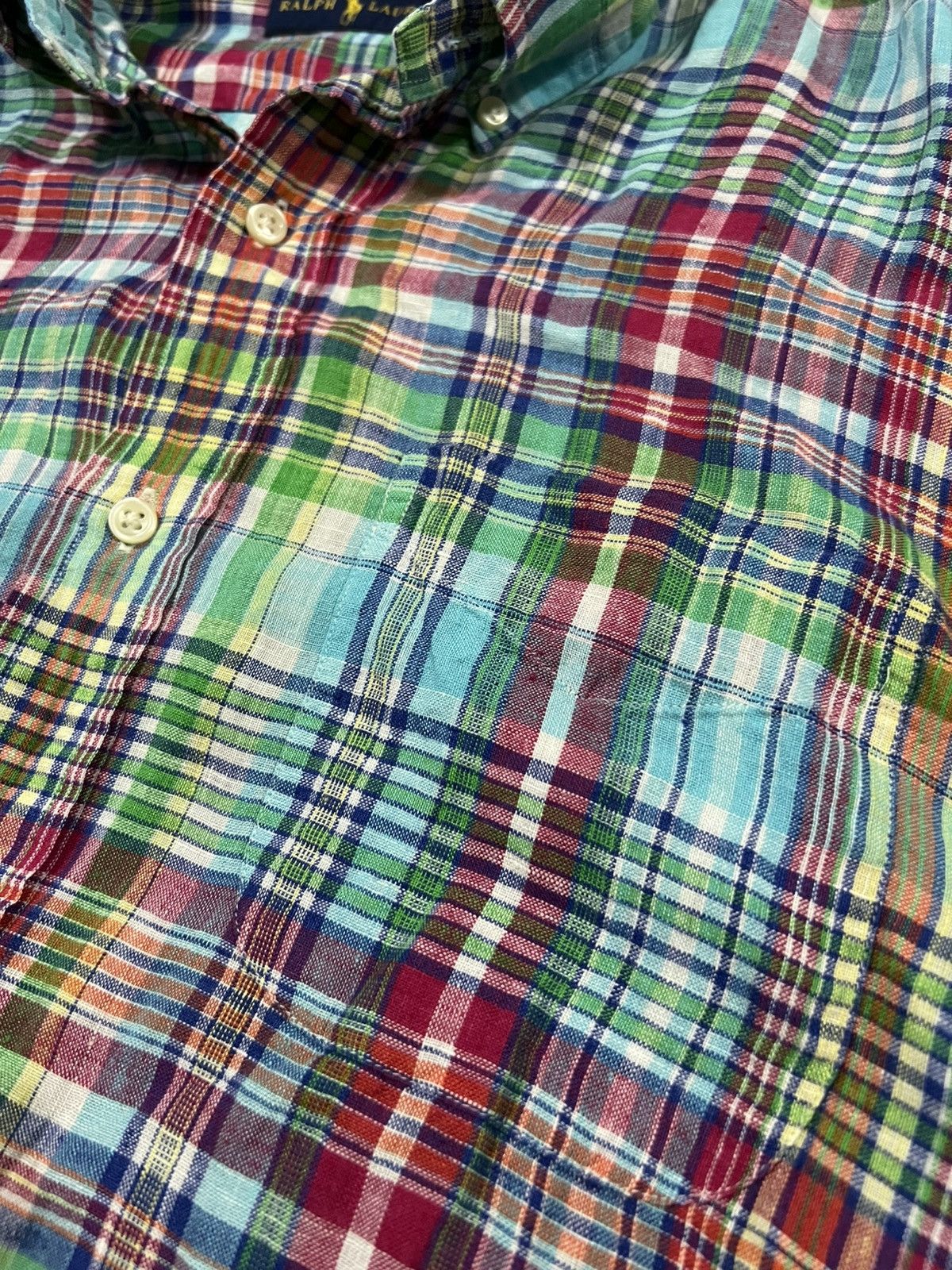 RRL Ralph Lauren Polo Ralph Lauren Madras Plaid Linen Long Sleeve Oxford Shir Size US L / EU 52-54 / 3 - 1 Thumbnail
