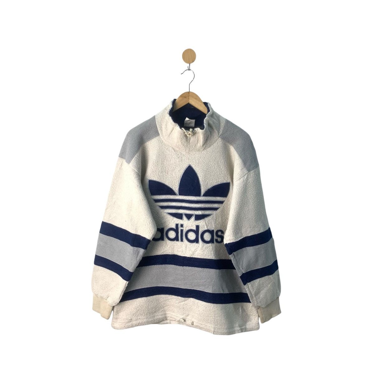 Adidas × Vintage Vintage Adidas Embroidery Logo Fleece Jacket Size US L / EU 52-54 / 3 - 1 Thumbnail