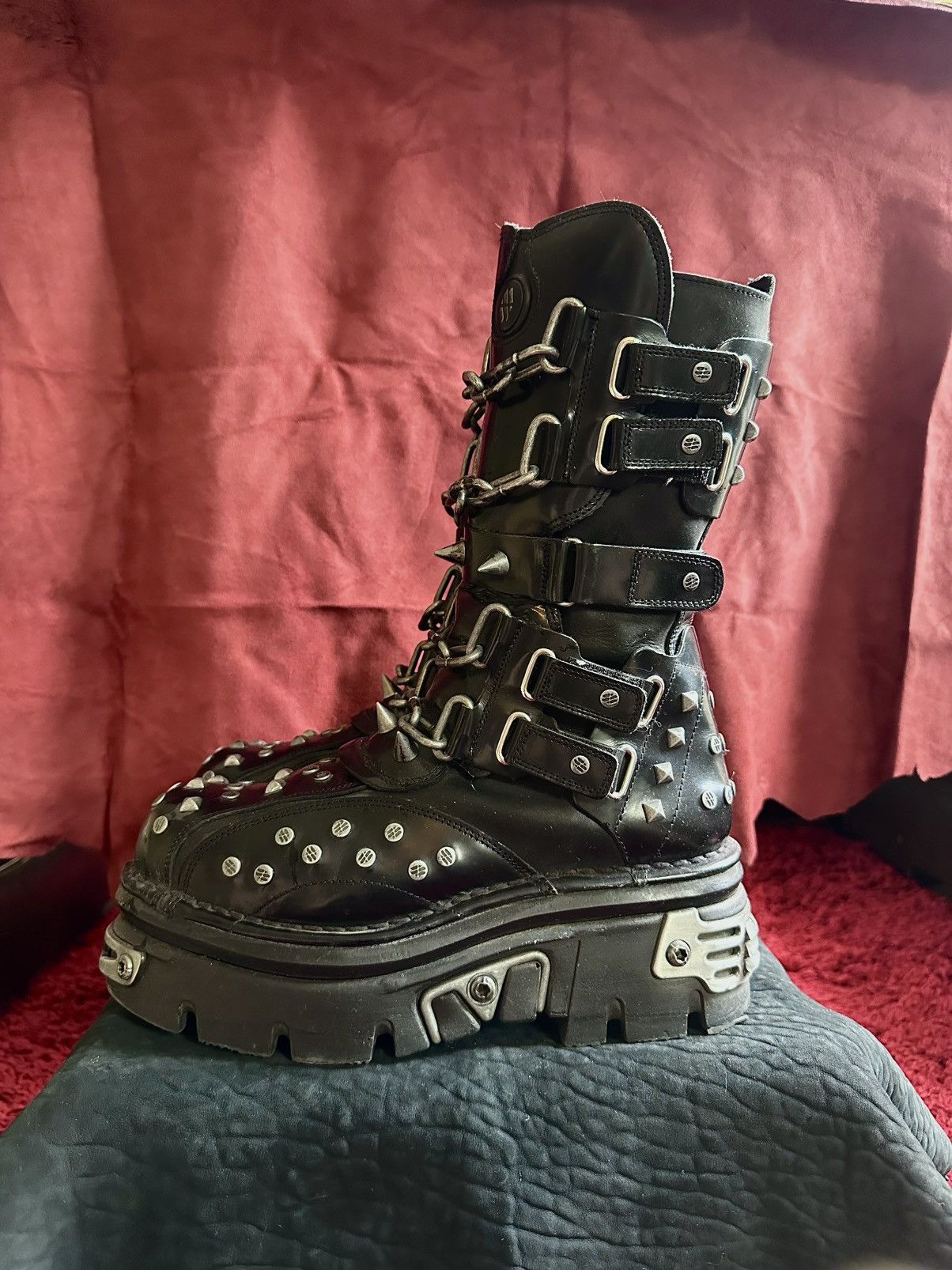 New Rock New Rock Gothic Punk Platform Boots Studded Black Leather ...