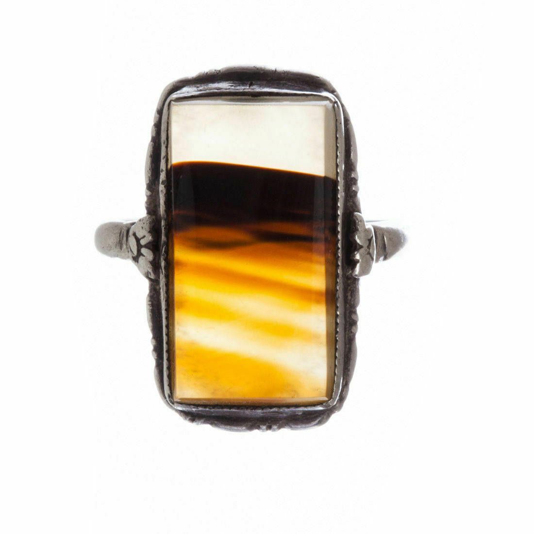 Designer Victorian Banded Agate Ring Size ONE SIZE - 2 Thumbnail