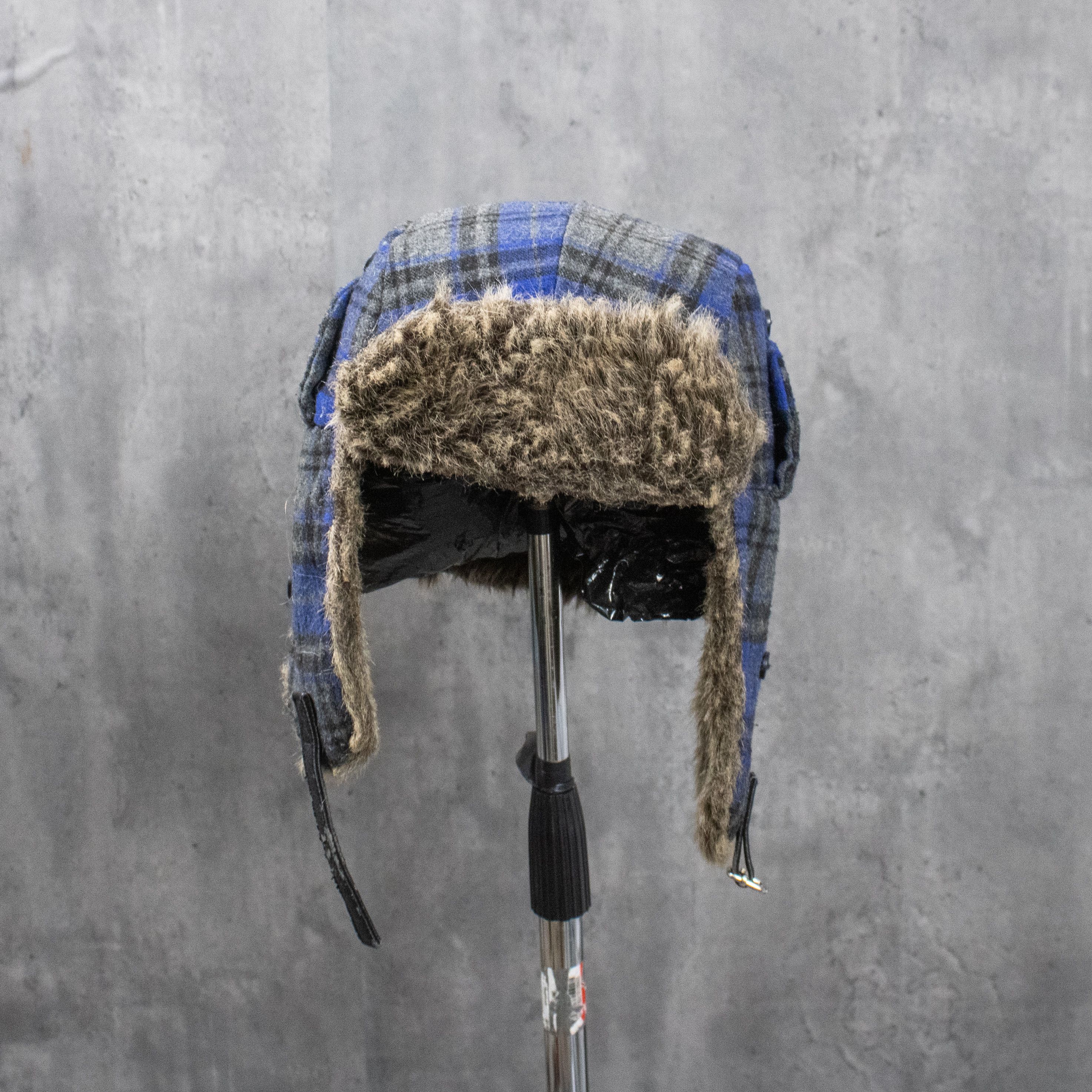 Japanese Brand Vintage VTG Y2K 2000's 00's Plaid Fur Ushanka Hat Size ONE SIZE - 3 Thumbnail