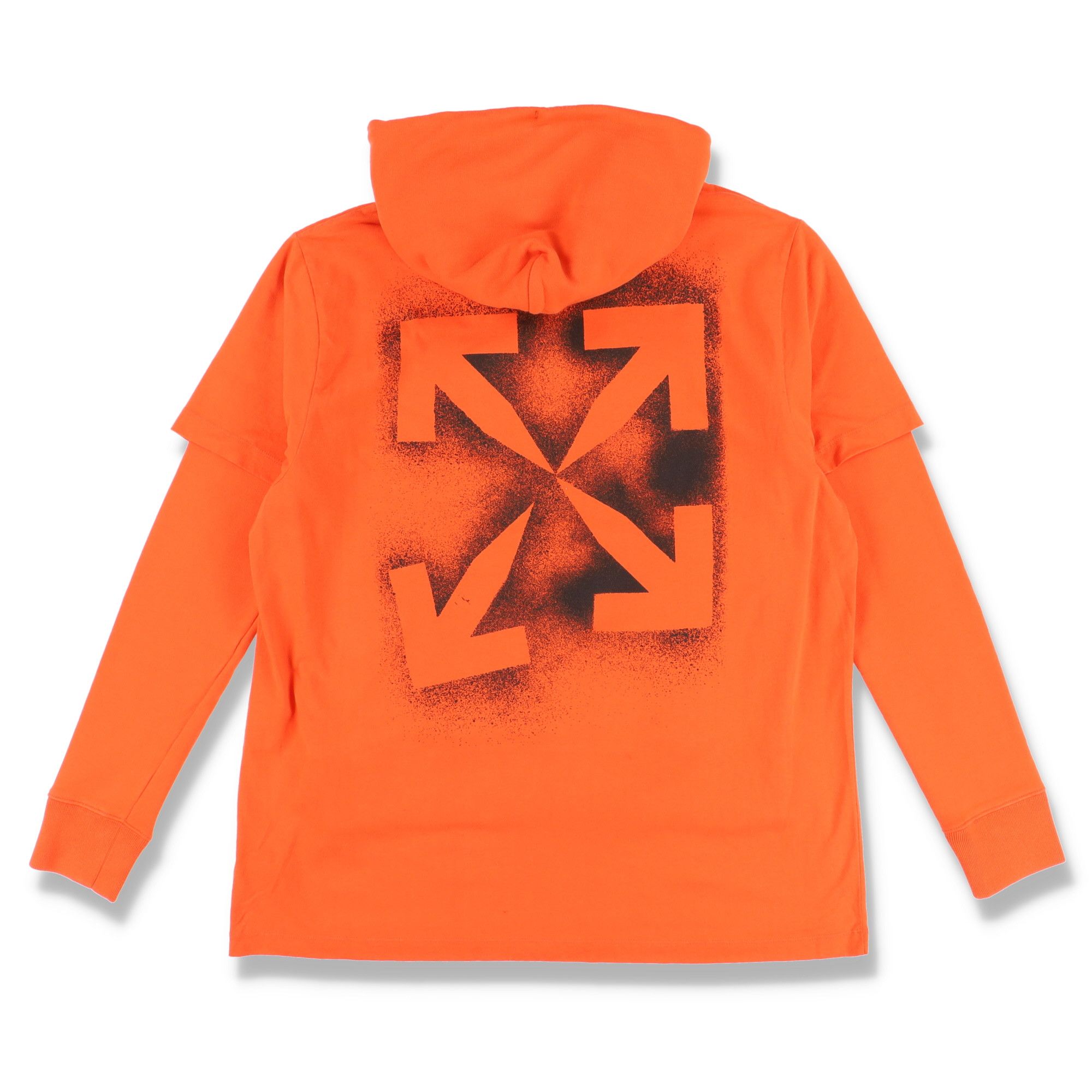 image of Off White Orange Stencil Arrows Double Layered Hoodie, Men's (Size Medium)